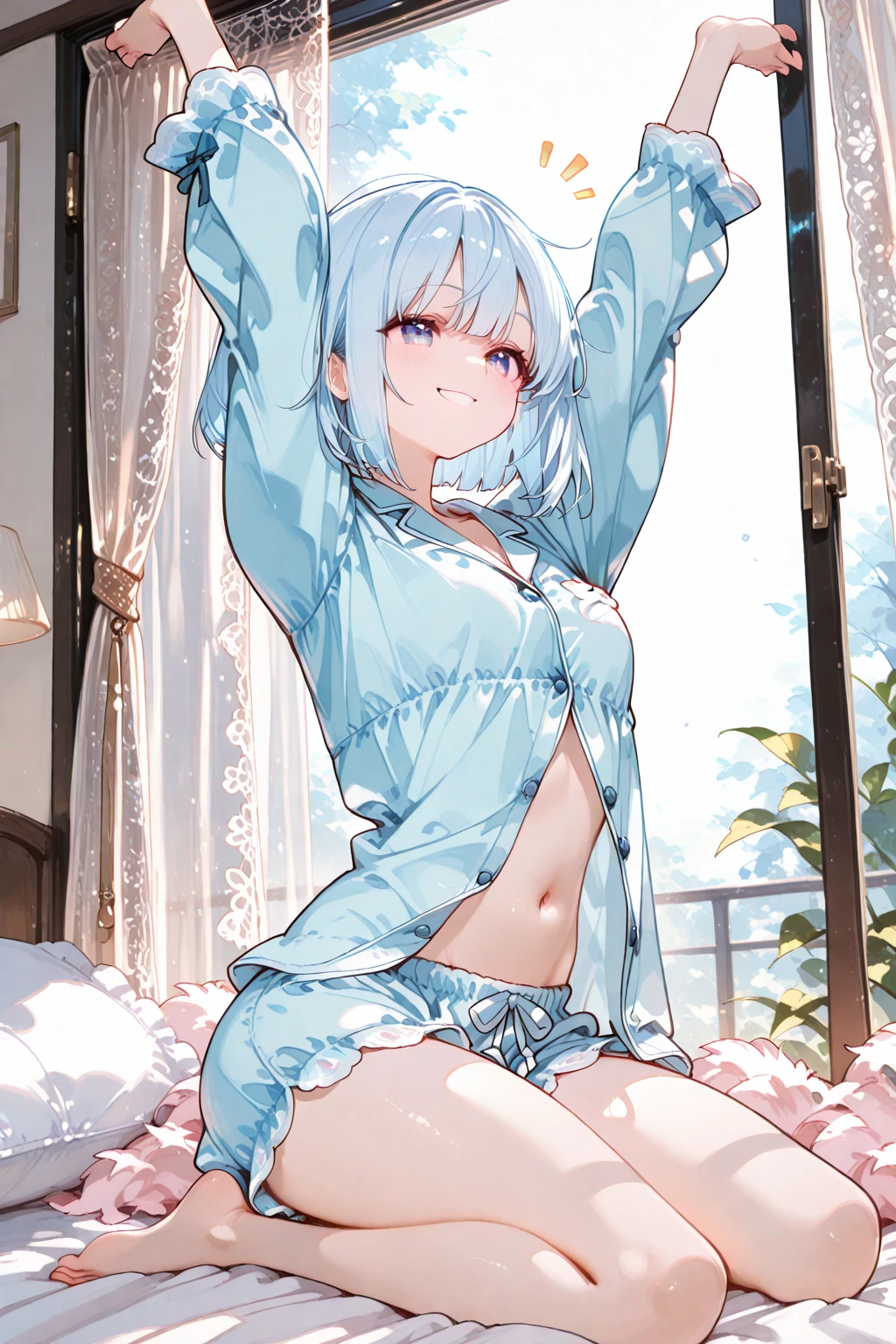high resolution、masterpiece、Girl's Room、10 Girls、naked、bra、T-back pants、Small breasts、Lying down、Harem、Erotic