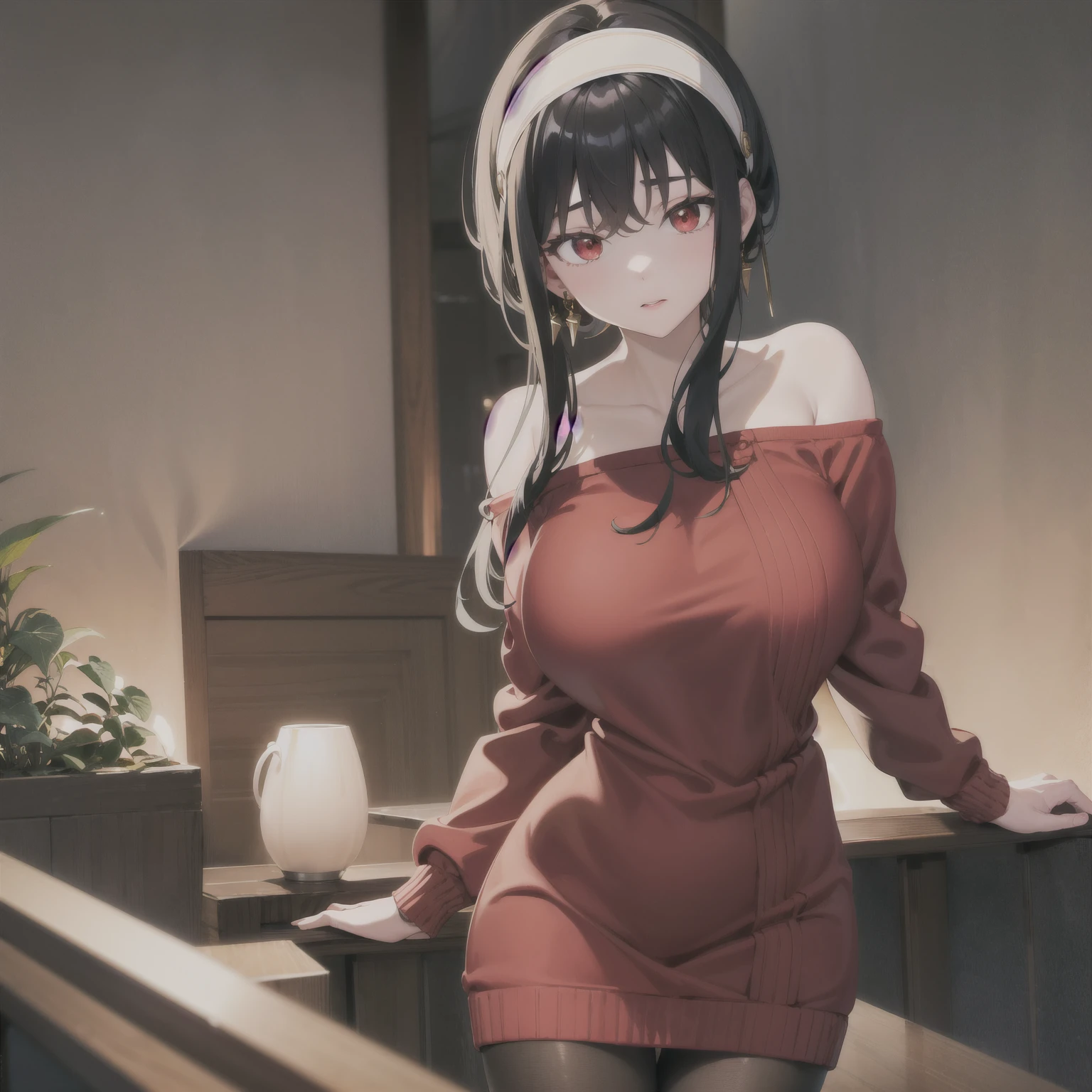 Anime Kawaii sexy Perfect Slim sensual body large breast and huge thighs, An intricate and highly detailed illustration of anime (Young girl). comely, (work of art:1.2), (best qualityer:1.2), perfects eyes, face perfect, perfect lighting, 1 girl, Look to viewer, (ahegao:0.5), pose sexy、maroon、skin black、body muscles、(Accurate shot)、((Gal Fashion))、oversized pink sweater with large neckline, wearing sexy dress , skin tanned , purples eyes, dark blue color heir, corpo sexy, black nail polish, showing her long nails to the viewers , pink back ground, long nails , twintail hairstyle