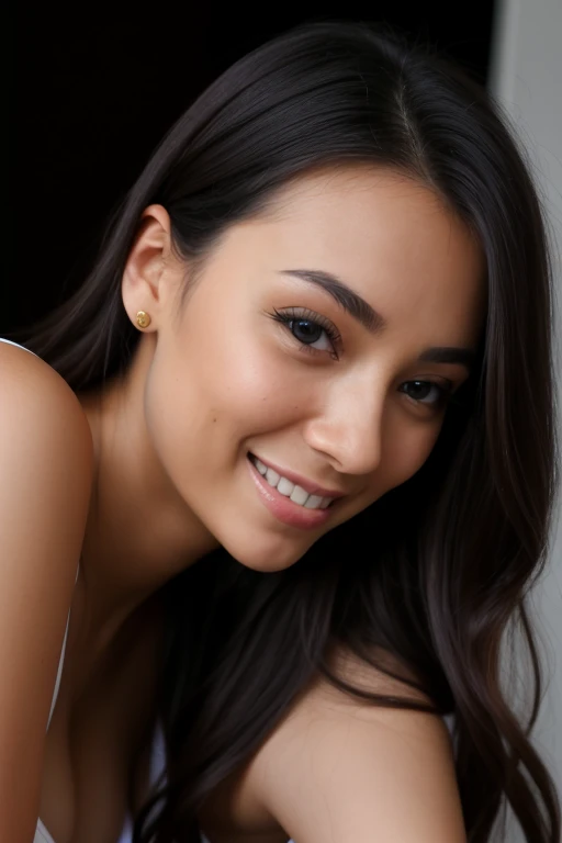 highest quality, epic realistic, ((in the pitch black darkness :1.4)), ((portrait:1.5)),(background: dark ) high contrast ,glorious picture, lowest lux, lighting face, she's comfortable, dark plain shirt, looks incredible, (8k, Raw photo, Highest quality),(epic realistic:1.5), a woman, face,(detailed eyes:0.8),(looking at the camera:1.4), (Highest quality), ( high contrast, deep shadows),Intricate details,cinematic,((skin:1.4)), (long dark hair:1.3), long hair, messy ,(Hdr:1.5),Detailed, colors, Superior quality, ( starry sky: 1.4), Masterpiece, Raw Photo (20-year-old, looking at viewer), beautiful, (wearing dark shirt,), perfect, natural, perfect composition, portrait, perfect face, smiling expression, Captivating eyes, Bright details, Tight lips, (High Skin Detail),, (blue tint: 0.6), (sale: 0.8), (bloody: 0.7), Key lighting , (backlight: 0.5), Medium depth of field, Canon 5d, 50mm lens, f/4 apertures, (Ultra-detailed, Complex detail), sharp focus, soft colors, 8k, Absurd, 80mm, dark background, photography, smiling, pinay, filipina, small boobs