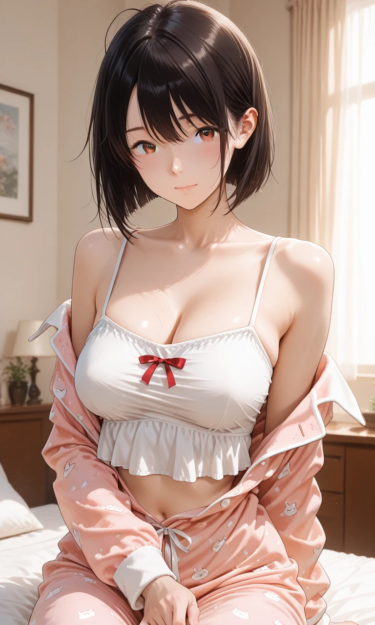 (Black Hair、)kiss、Sweating、((My breasts are soaked with milk))、(Orgasm face)Weaving、Cute face painting、Realistically、(Two 35-year-old women hugging each other)、Wearing a pink and yellow lace camisole,Denim shorts,Large Breasts,Highlight your cleavage,Looking from the bottom up,blush,Moist and pink lips,Sexy,my own,Please open your mouth、Put your arms behind your head、Wearing underwear