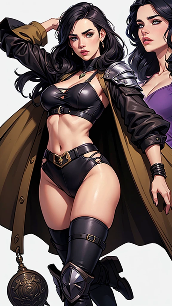 A beautiful woman, short purple hair, long bangs covering her left eye, a headband on her forehead, an exquisite and charming face, a mysterious gaze, a faint smile, draped over her shoulders  a thick fur scarf connected to sleeves made of the same fur, a fantasy-style bikini outfit, showcases her delicate and alluring figure, a fur belt around her waist, the background features a cracked giant stone in the wilderness emitting an eerie glow, this character embodies a finely crafted fantasy-style female villain in anime style, exquisite and mature manga art style, perfect body, perfect nose, goddess, femminine, high definition, best quality, highres, ultra-detailed, ultra-fine painting, extremely delicate, professional, anatomically correct, symmetrical face, extremely detailed eyes and face, high quality eyes, creativity, RAW photo, UHD, 8k, Natural light, cinematic lighting, masterpiece-anatomy-perfect, masterpiece:1.5