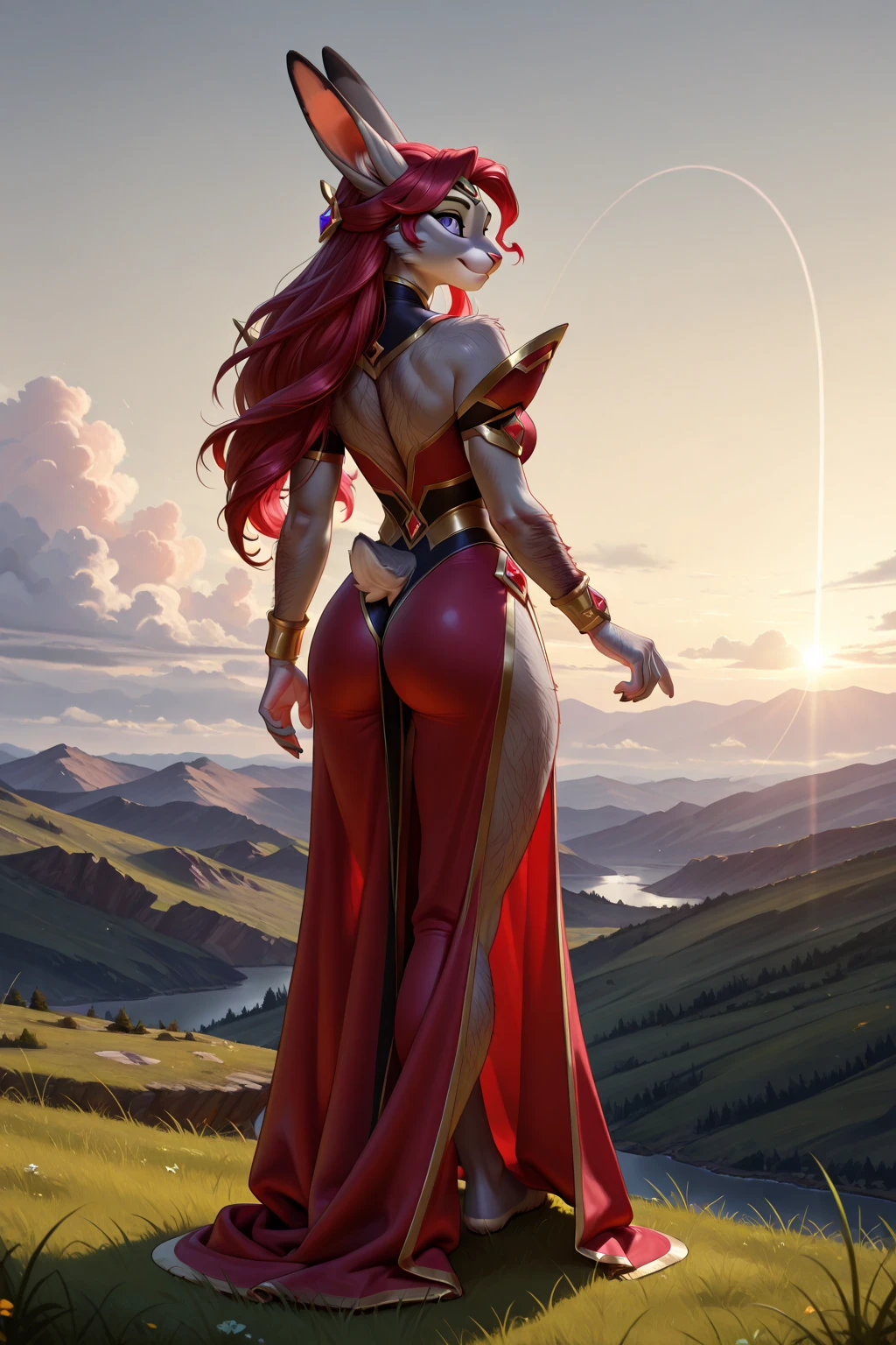 (masterpiece, 4K ,Super detailed:1.2), Dynamic posture, Strong women, Red hair, Full body side view, View Viewer, Pure white background