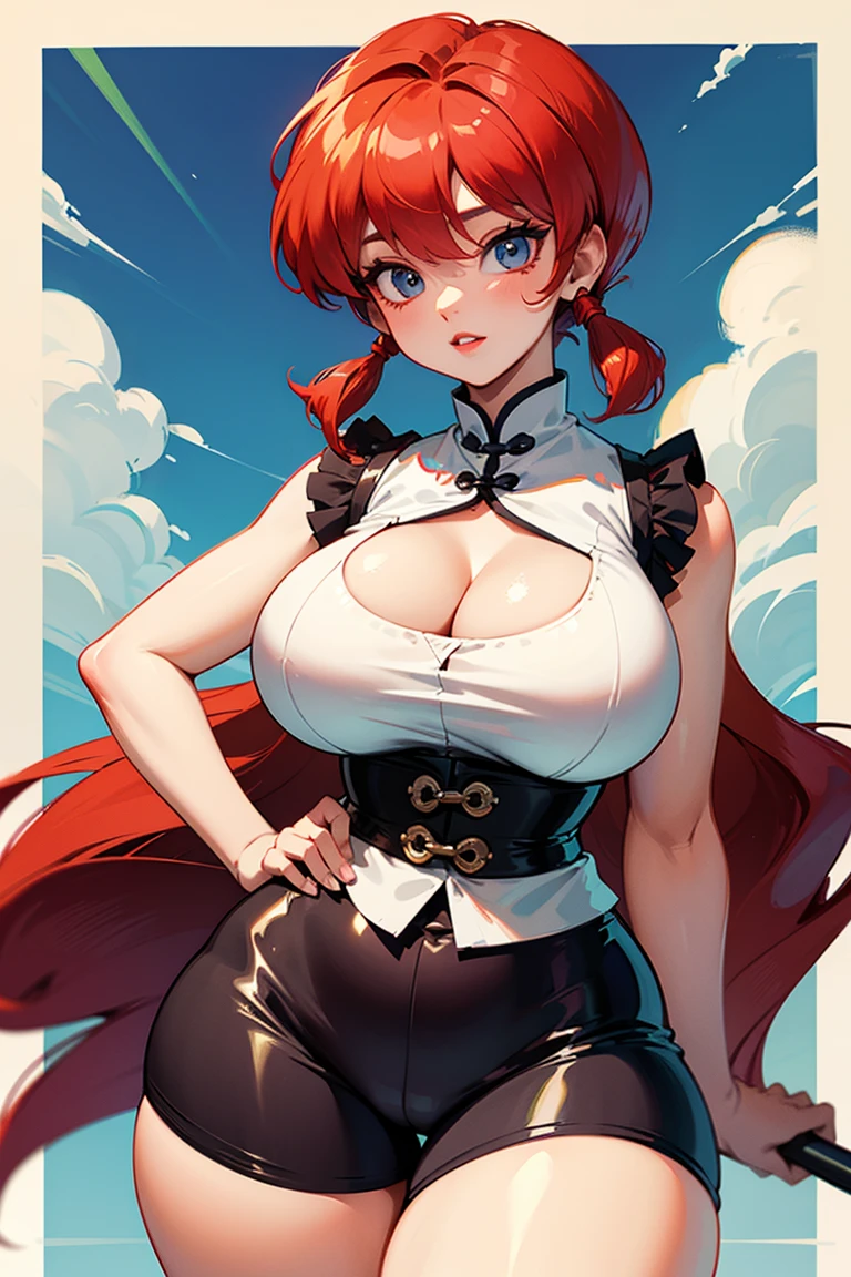8k,masterpiece, best quality, ultra detailed, [perfect shadows and lighting], detailed background, incredible high-key lighting, ambient soft lighting,
young Asian female, uzakihana, gorgeous face,japanese face, lips, makeup, stylish hair, perfect eyes, red hair, long hair, blue eyes,
huge breasts, thick things, wide hips, narrow waist
look at viewer, seductive, smile, smirk, open mouth, sexy pose,
, streets, mountain, outdoors, see-through, undersized T-shirt clothes,