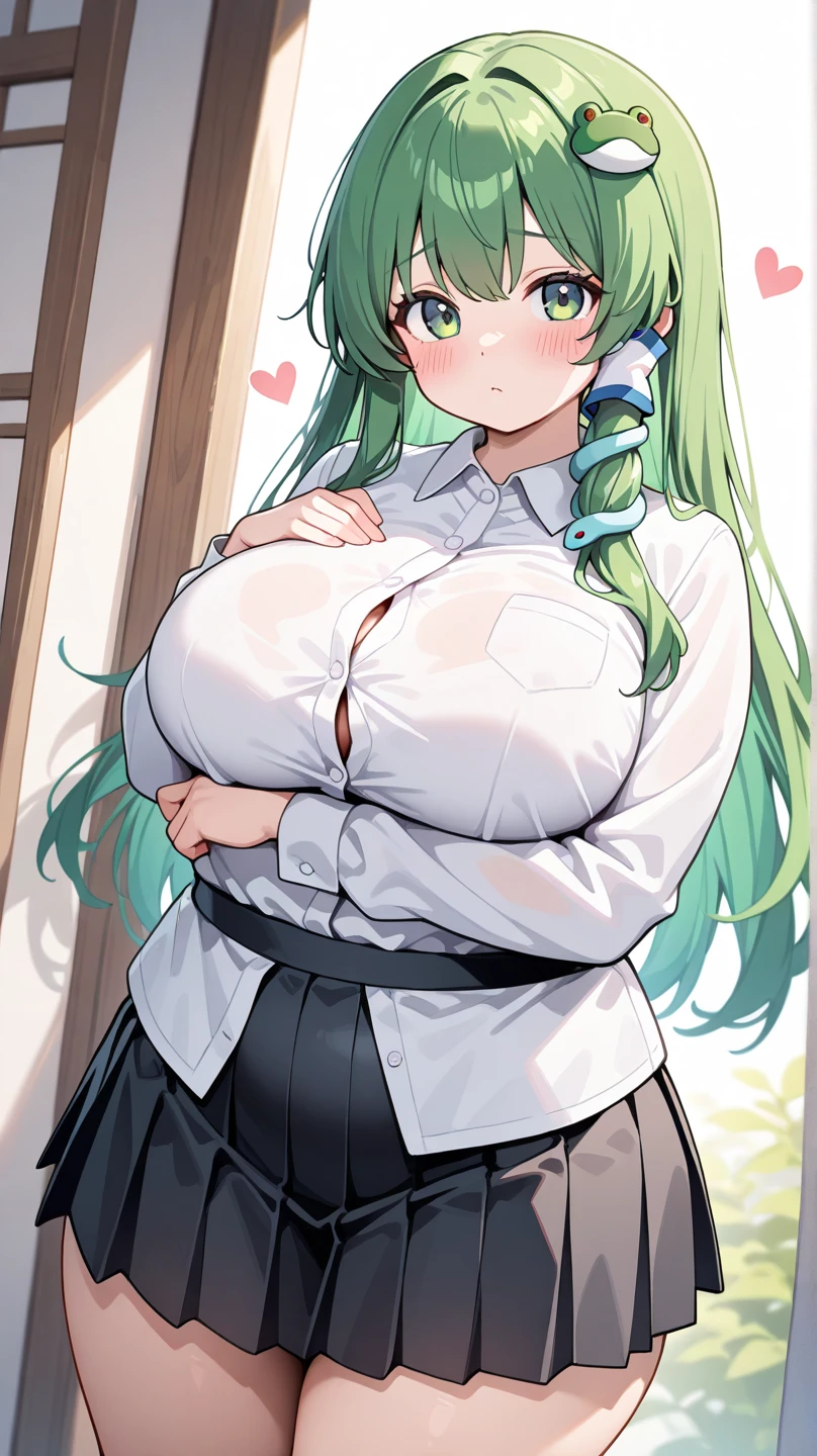 (Perfect body),Best Quality,(8K Portrait),(Official art)、(((((:o))))、(((Forehead)))、Mouth open、(((blush))),(Sweat),((((large udder))))、((((Big ass))))、(((fatness)))、(Green hair),((The long-haired))、(greeneyes),(((thick thighs)))、(((Red knitted sweater)))、(((Black Pencil Skirt)))、(eye glasses)、adult woman、(Arms behind your head)、(((Armpit)))、Standing、(((Classroom)))、front-facing view