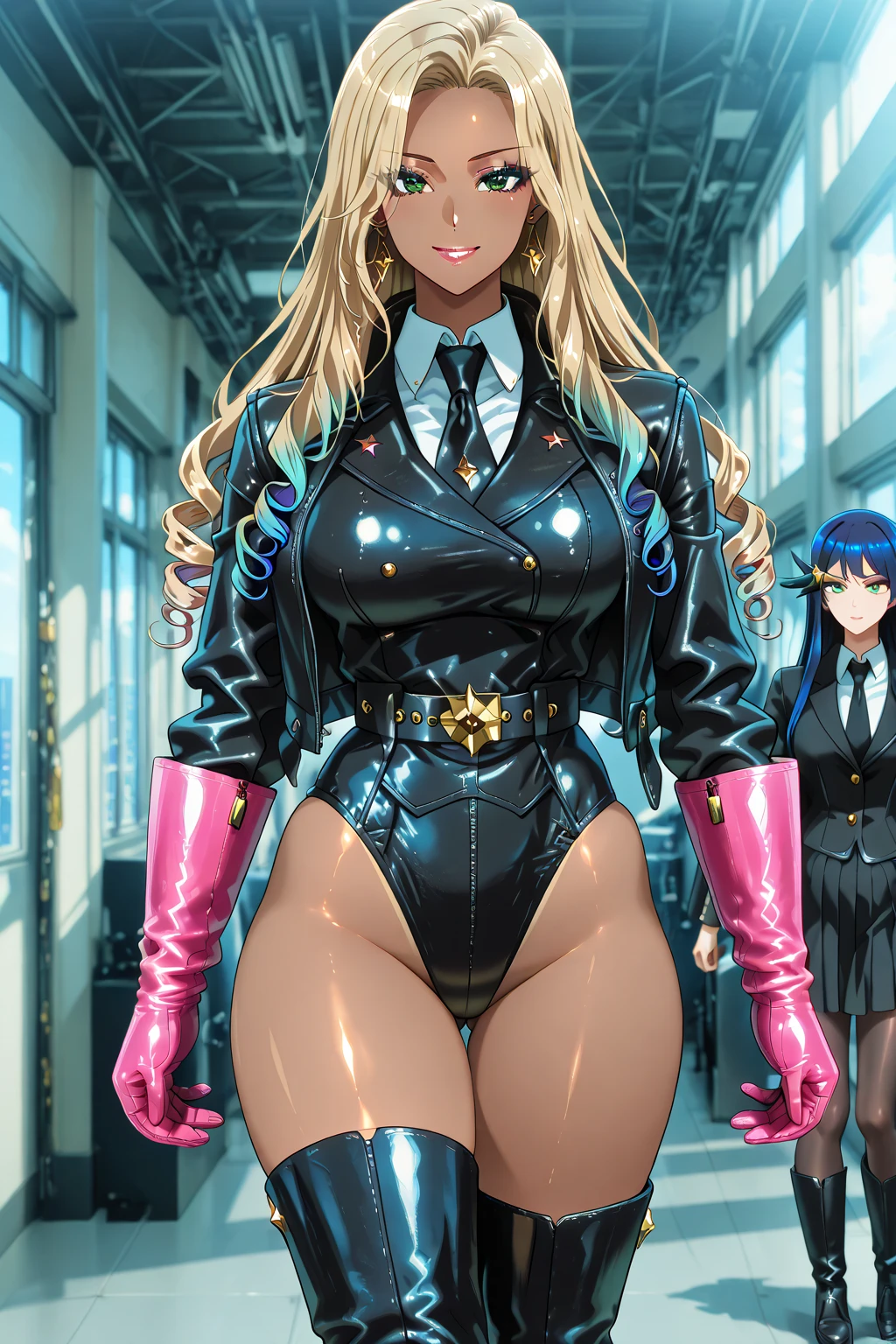 Multiple penises,Slender and sexy woman,Cum in mouth,Black thigh-high boots,policewoman,Black Long Gloves,in the train,Molester,Multiple men,A man grabs a woman's arm,Put your hands behind your back,Sex,Creampie,ponytail,A lot of semen,profile,
