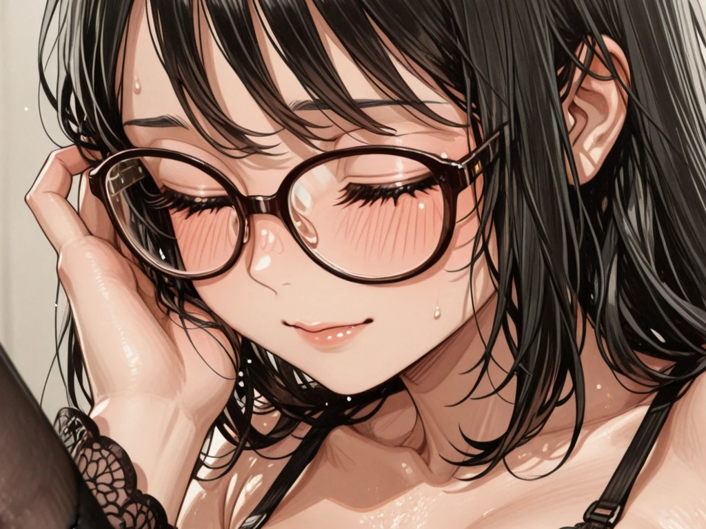 Beautiful woman、Inserting a dildo into her pussy and masturbating、ガニ股で椅子の上に立ってSquirtingをしている、Pervert woman、In underwear、Sexy Lingerie、Dildo in pussy、Ahegao face with tongue out、garter belt、Pussy juice、Squirting、Big Tits、Sharp eyes、Black-rimmed glasses、Silver Hair、Bob Hair、Posing for the camera、Overall view