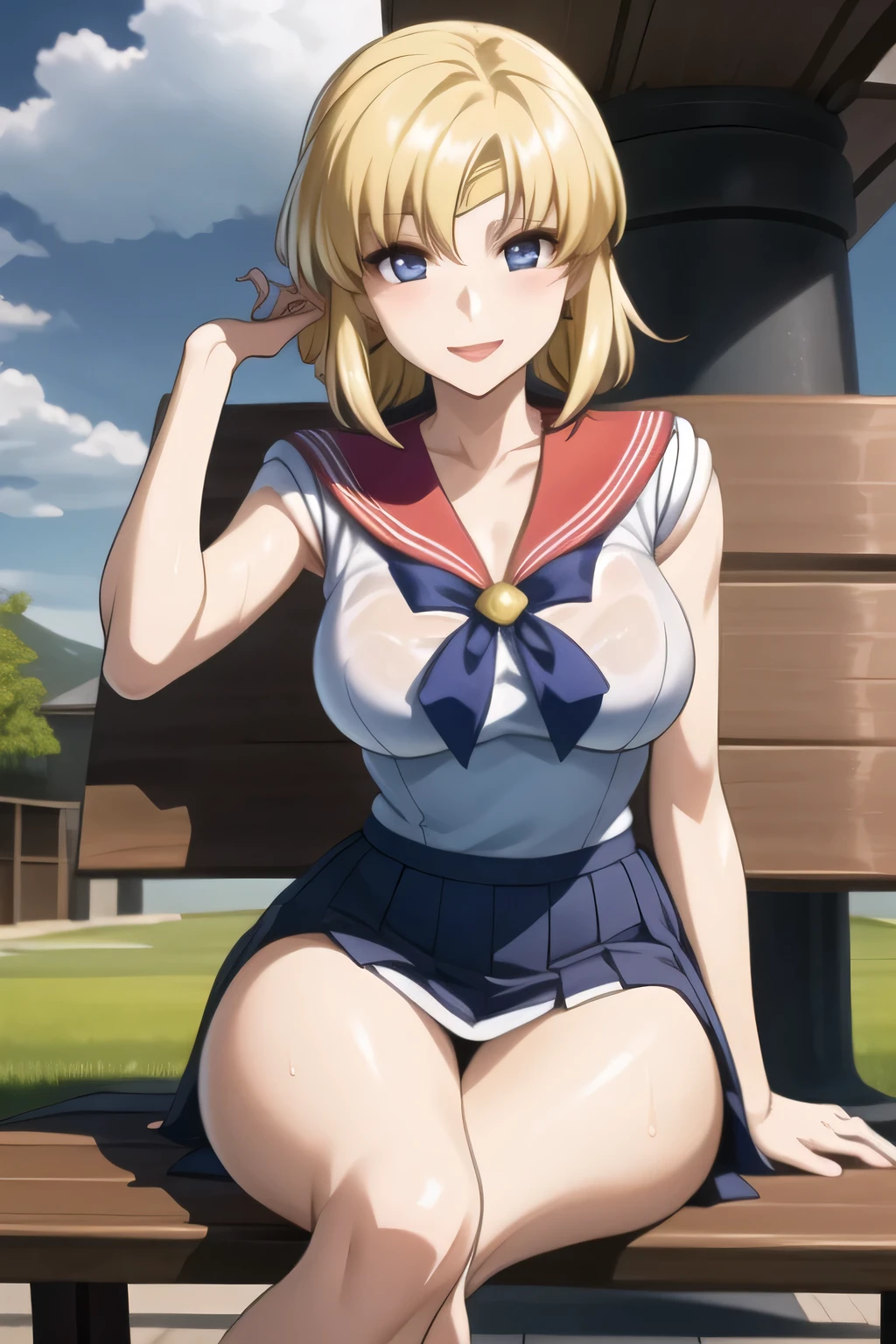 (trading card:1.2)、(Gold frame:1.2)、(top-quality:1.1), (masterpiece:1.4), (absurderes:1.0), portlate, a closeup,
1little girl, Sailor Uranus, KizukiAi,, large full breasts, Aqua Eye, blonde hair, Sailor Senshi Uniform, Sailor collar, chest bow, Yellow Ribbon, Appealing skirt, White elbow gloves, in woods, (Crying face:1.2), looking at the viewers, erectile nipple、Show off panties、Torn Ultra Mini Skirt、micro pantie、(dynamicposes:1.2)、(look from down:1.2)、Cameltoe.groin、Navel、Spread legs.(NSFW:1.2)、(under the boobs:1.2)、Crotch focus、dynamic ungle、(squatt:1.2)、Torn costume