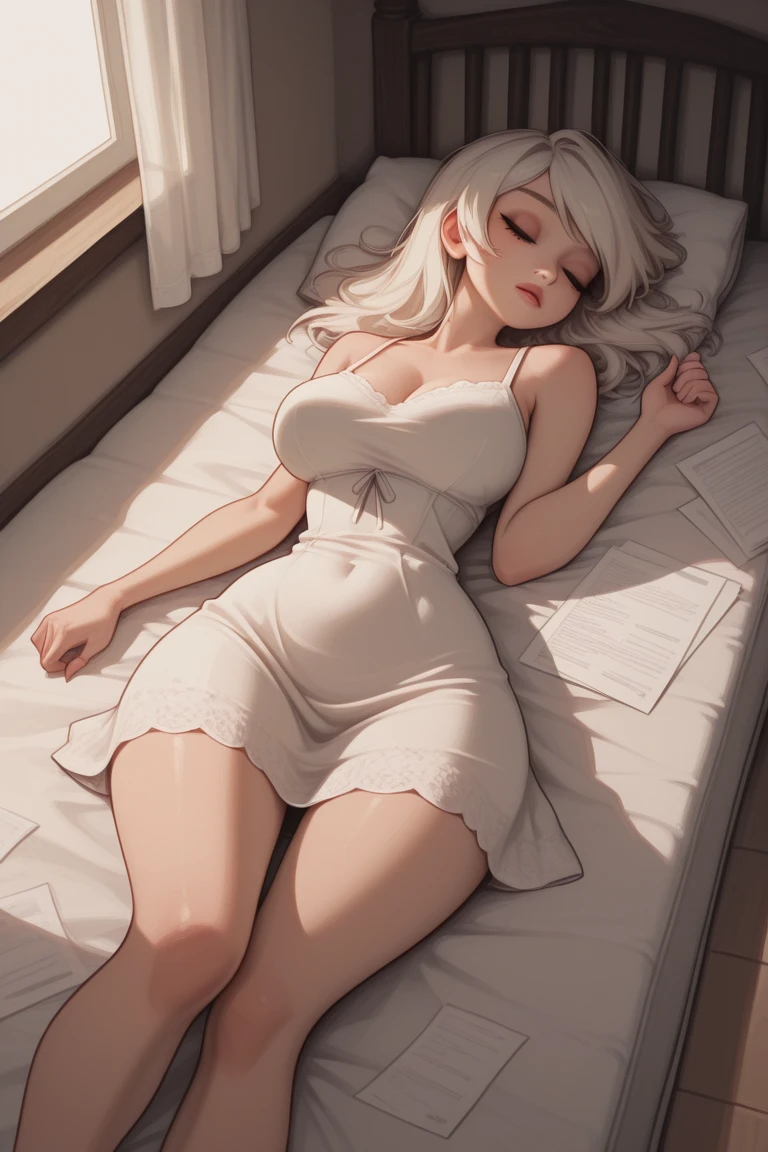 ((((masterpiece, best quality, high resolution)))), Extremely detailed 8K, Beautiful girl with slender body, (Ultra HD, Ultra-detailed, Highly detailed, Highly realistic, Ultra-realistic, photograph realistic), (1girl:1.5), white hair, short wavy hair, bob cut, purple eyes, light smile, (large breasts: 1.2), wet, (nsfw:1.5), beach, (sunbeam, sunlight, rose, wind),
