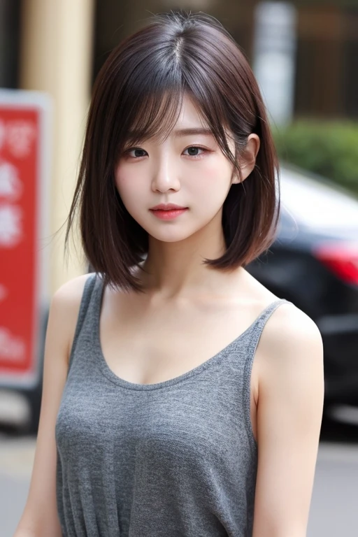 ((Best Quality, 8K, Masterpiece: 1.3)), a tall and beautiful woman, perfect figure: 1.4, slender abs, dark brown hairstyle, short hair, white yoga pants, without any posture movements, standing straight, highly detailed face and skin texture, detailed eyes, double eyelids, face with high cold, royal sister full of fan