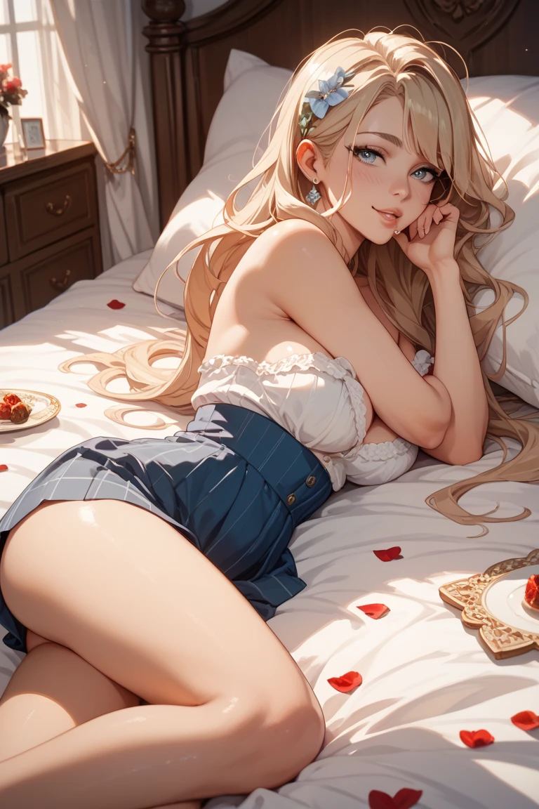 (hyperrealistic), (illustration), (high resolution), (8K), (extremely detailed), (best illustration), (beautiful detailed eyes), (best quality), (super detailed), (masterpiece), (wallpaper), (detailed face), solo, (dynamic pose), 1 girl, white wavy hair on the chair,  small moles under the eyes, ((short apron)), medium breasts, long legs, tightens abs, (camel toes), (no panties), (no bra) , seduce, smile