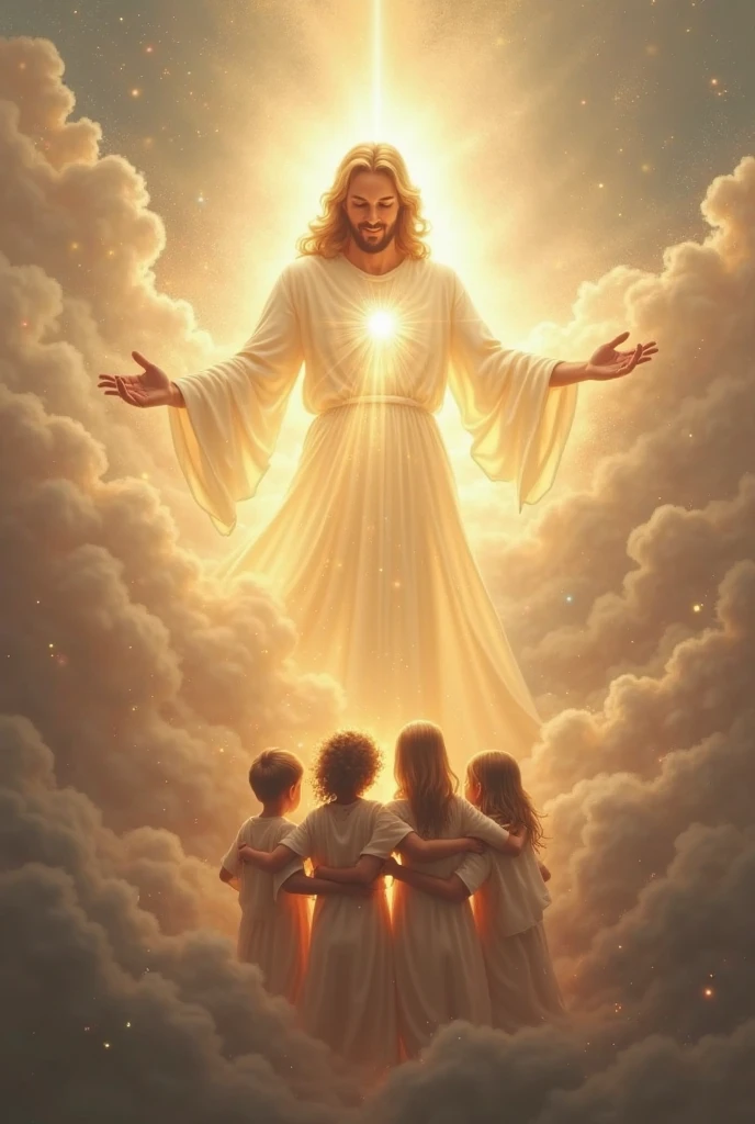 God lifts up children々The Holy Jesus Christ, Halo, whole body