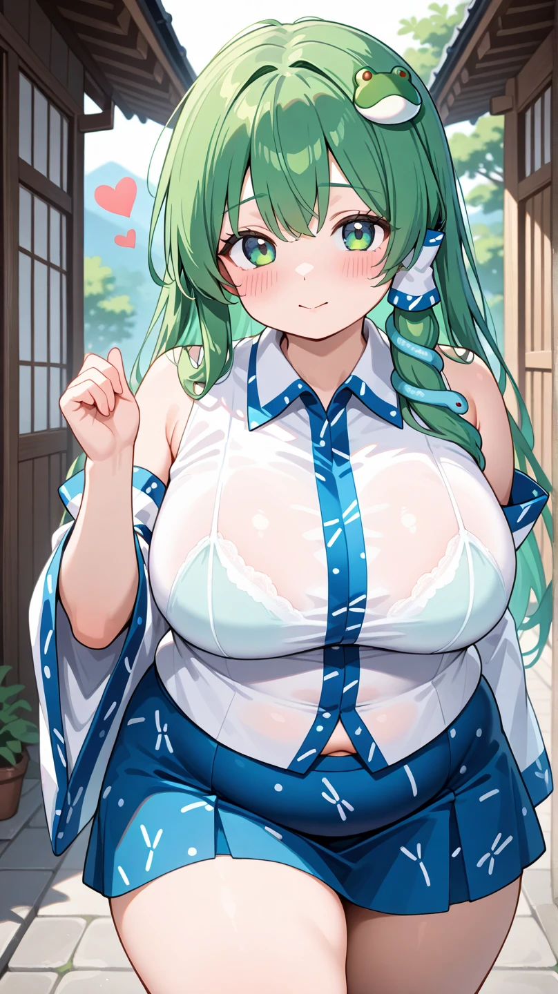 (masterpiece, best quality), best quality, (ultra-detailed), (3heads:1.5), 1girl, (komano aunn:1.3), masterpiece, best quality, ultra quality, ultra resolution, ultra detail, red top, crop top, ((stomach)), midriff, ((groin)), white skirt, normal ears, shackles, green hair, very long hair, wavy hair, sidelocks, green eyes, very detailed eyes, very beautiful eyes, parted lips, single horn, sweat, cute, toned belly, hand on own chest, eyelashes, (24 year old woman:1.3), (masterpiece:1.5), (best quality:1.5), (beautiful detailed), extremely detailed CG, extremely delicate and beautiful, depth of field, (finely detailed face), (perfect details:1.2), (mature female:1.3), wide pelvis, slender, large veiny breast, 16k resolution, highres, high quality, high definition, extremely detailed, masterpiece, green hair, long hair, alluring presence, braid, short skirt, close up, very big tits, huge tits, young,
