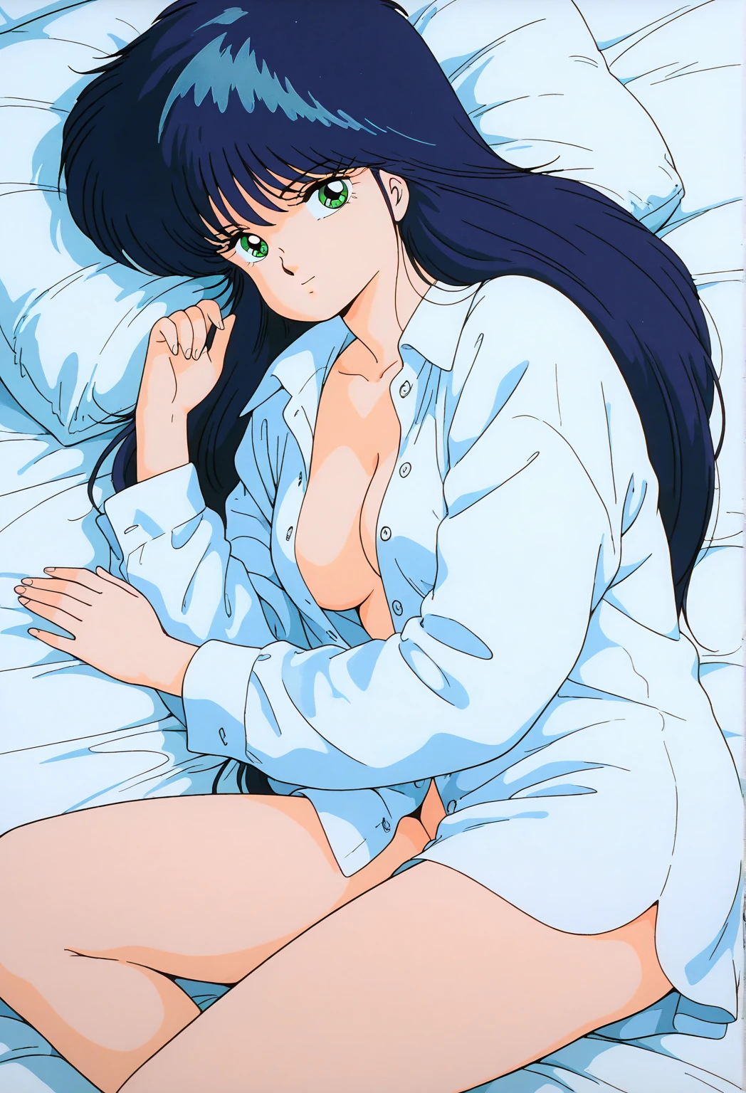 Madoka Ayukawa, 14 years old, bangs, 1girl, masterpiece, highest quality, disorganized, retro artstyle, 1980s \(style\)))), look viewer, (((full nude))), full blush, (((no Panties))),, Take a look here, (((nsfw))), view audience, nsfw, Genitals are visible,1girl, (((See here))), nsfw, (Japanese girl showing off genitals:1.1), look viewer, (((a girl, Flying in the air in a naked, from the knees up, overlooking the cityscape below,))),