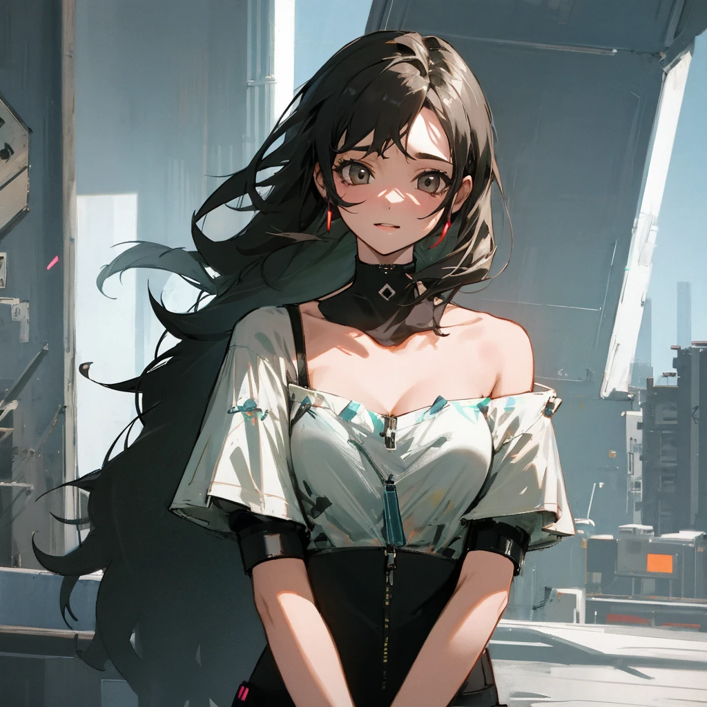 there is a woman with a black and white dress 、art inspired by Krenz Cushart, pixiv contest winner, gothic art, cyberpunk geisha, anime styled digital art, digital cyberpunk anime art, krenz cushart and artem demura, anime cyberpunk art, cyberpunk anime girl、long legs、feminine、white shirt、mini skirt、high heels,very delicate face,realistic lighting and shading, (Very delicate and beautiful art)1.3, It's elegant,dramatic shadow、very detailed。high quality、High resolution、16k、RAW、超High