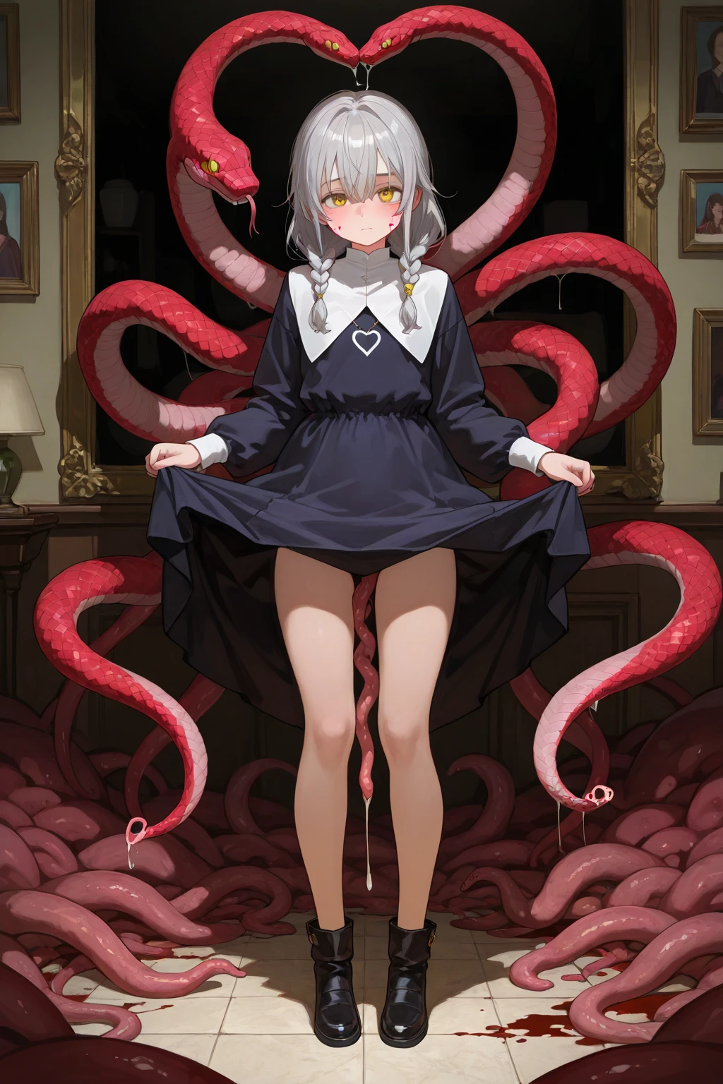 A beautiful 16 year old girl,female high-school student,The school uniform was torn open by tentacles,Spit hot air out of your mouth,Normal humans,Normal fingers,Normal ears,Two hands,Two legs,A head,seductiv,Bigchest,long leges,largeeyes,Be red in the face,Full Body Sweat,The whole body is tightly wrapped around the tentacles,The whole body is tightly entangled in spider silk and tied to the spider's web,Nice face,see-through transparent clothes,The clothes were torn open with force by the tentacles,The whole body is covered with slimy mucus,Beautiful hair,pretty nose, Delicate figure,Hot figure,Seductive body,Posture seduction,The upper and lower lips are connected to saliva,Eyes seductive,Exposed clothing,Dead reservoir water,Taste,adolable,年轻,Pure,捆绑play,The reveal panties,Mouth open,Eyes open,Strangle,Pubic area is clear,orgasmc,Pampering,Hot gas environment,The skirt was torn to shreds by tentacles,Wet temptation,The stockings were torn open with force by the tentacles,anatomy correct,tmasterpiece,best qualtiy,The is very detailed,Ear ring,long eyelasher,hyper HD,A high resolution,acurate,high detal,high qulity,Textured skin,The whole face is flushed,Saliva drawing,Seductive expressions,Gasping for air,Sick,first person perspective