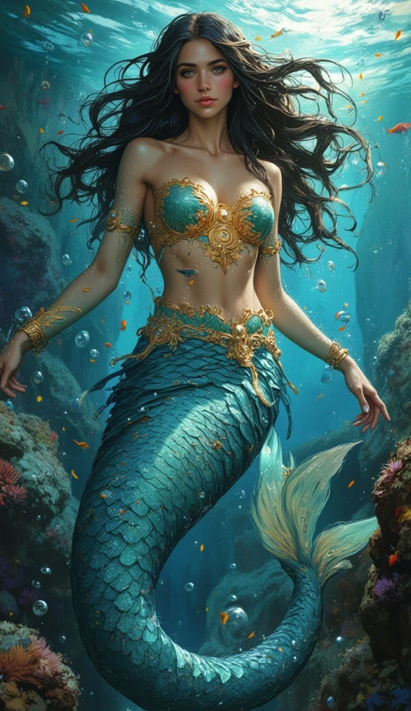 Mermaid Princess, best quality, masterpiece, very aesthetic, perfect composition, intricate details, ultra-detailed