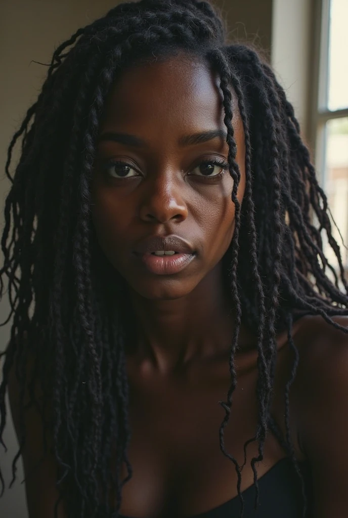 sexy, afro, Dark skin, teenager, beautiful face, boob, NSFW,
