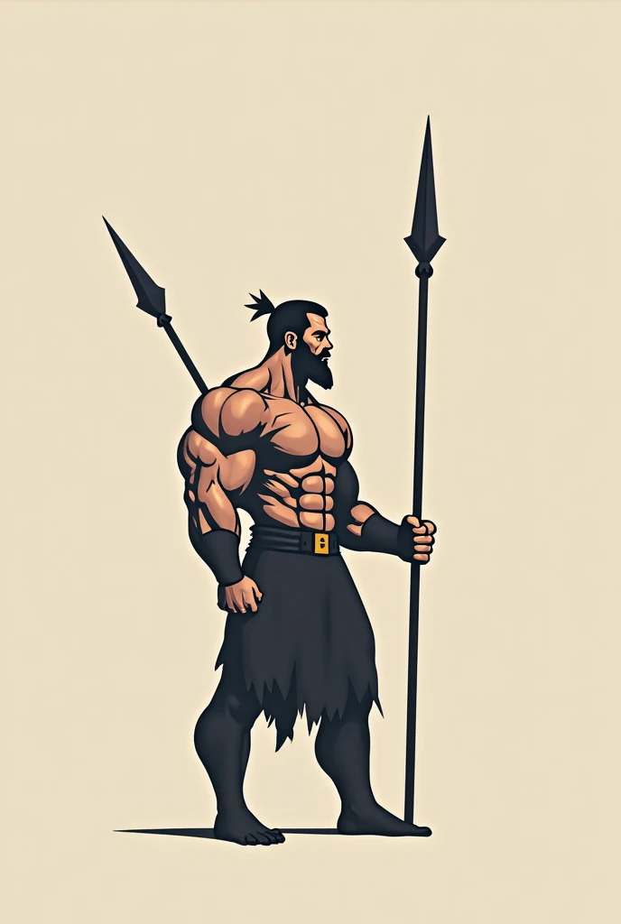 (photorealism:1.2), polynesian with oar in black and white clipart drawings
