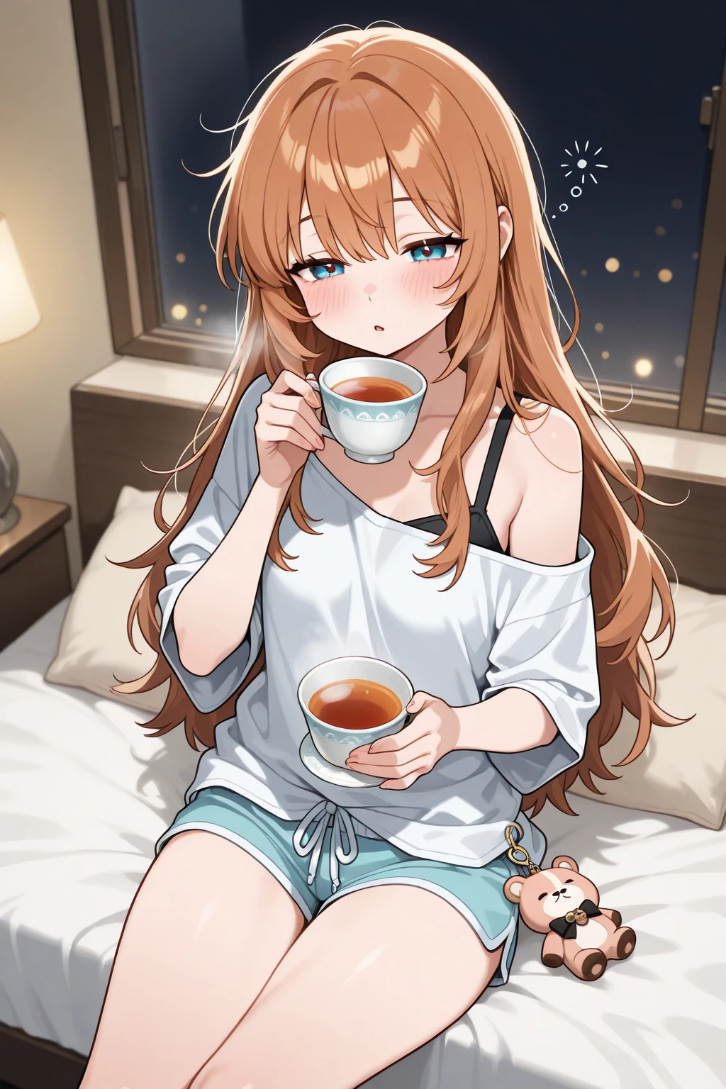 best quality, 4k, high resolution , anime girl , young girl, 24 years old, bangs, long hair, relaxed face, perfect shot, perfect anatomy, detailed face, detailed eyes, snowy background , cabin , tall girl , 2 girls, realistic, 4k , masterpiece , ilustration, digital art, full body, sohryu_asuka_langley, sitting, pov , sitting, cup of chocolate, chimney, fur rug