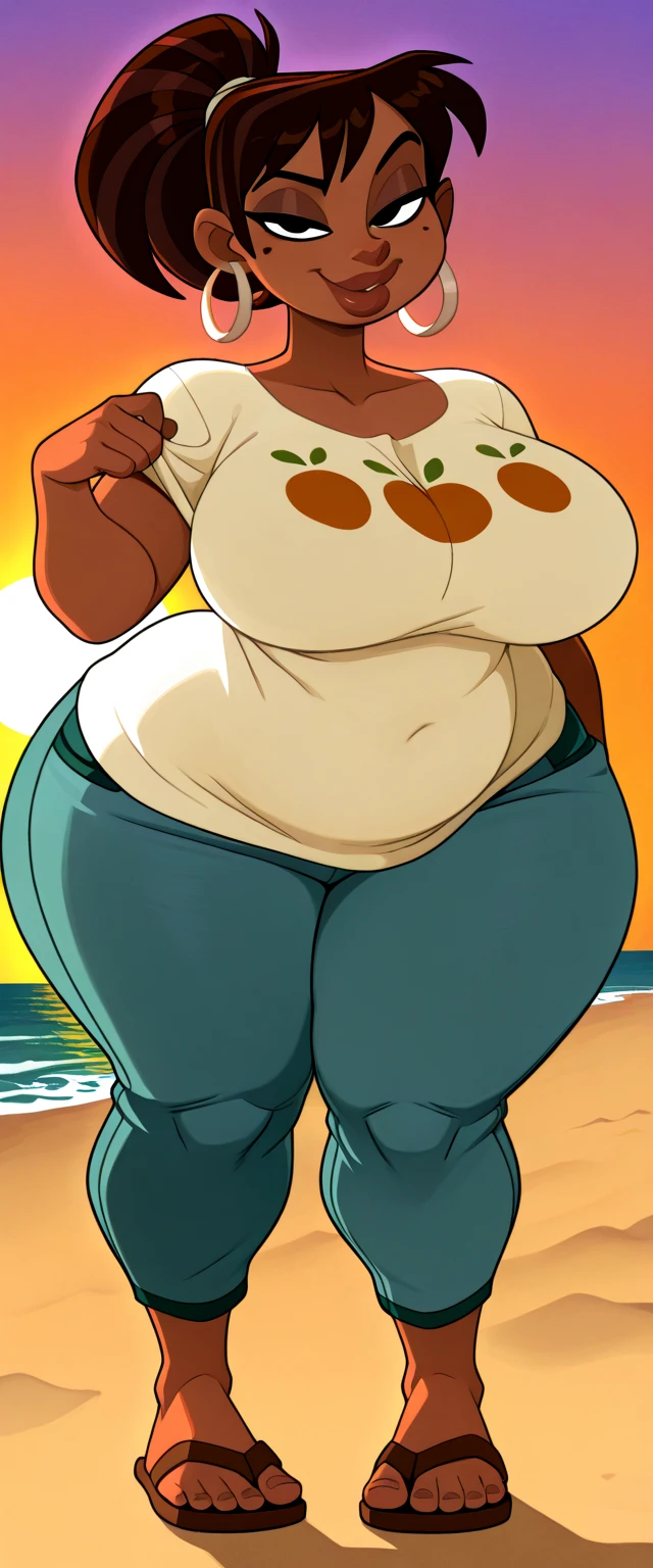 edgy emo girl, dark tan skin, sea blue eyes, darkish red short hairstyle, black eyeliner, black lips, black colored makeup, smug smile, going wild in a lovesick way, blush a little bit, completely naked, very chunky body, very chunky belly, Standing, outside the School, (Great autonomy), (very attractive image) , 100% beautiful, (perfectly hands) High Quality