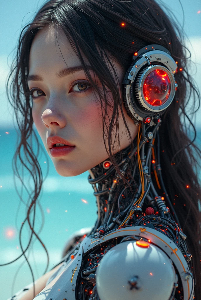 8K,RAW Photos,Highest quality,masterpiece,reality,reality的,woman,Android,cyborg,cyber punk,Machine-made body,20-year-old,Glamour,whole body,Long legs,The bones of electronics,Clear skin,Glass skin,(Visible electronic systems inside the body),A tube with glowing internal organs,Connection line,whole bodyに光るチューブ,Glowing wires are connected,Machine-made body,Shining Machine Dress,Wet body,Grey long hair,Wet Hair,Messy Hair,double eyelid,Glowing LED lamp,Advanced AI, (Seamless integration of organic and mechanical elements),息を呑むほど美しいwoman型ヒューマノイドcyborgAndroid,Neon Background,white,transparent,Big Bubbles,Glowing Cybernetic Implants,future,Glamour,Large Breasts,live-action,(((underwater))),(((In the water))),glowing body,(Fetal position),Android製造工場,