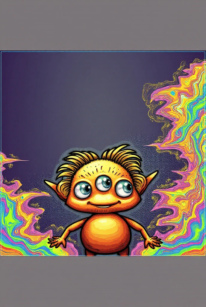 Bright and happy transparent slime monster colorful