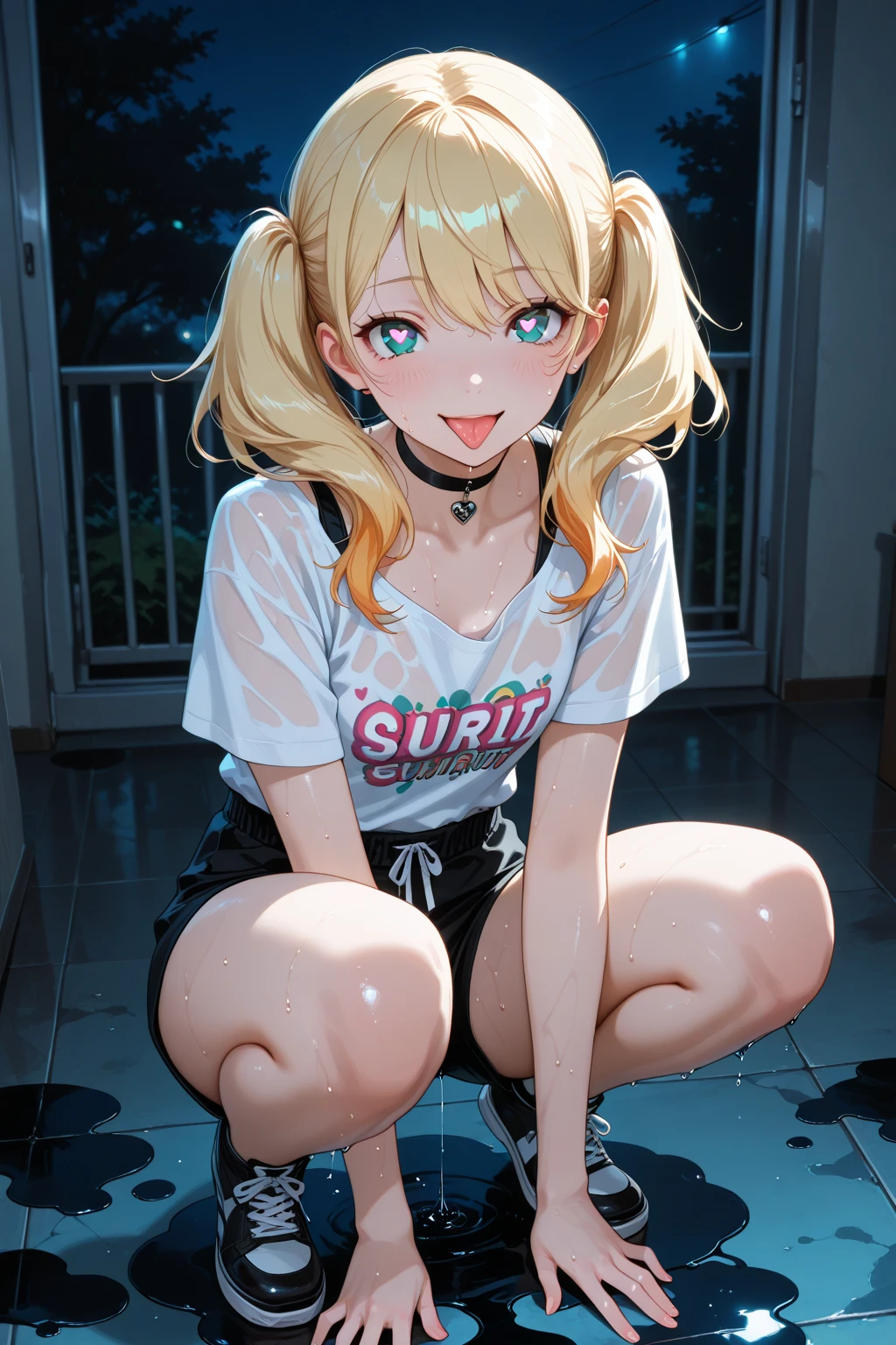 Big Breasts,Confused eyes,Baby Face,whole body,,Thin twin tails,Flaxen Hair,Hearts in eyes,Bite,Plump,Ass,Nipples,Soaking wet,Brat,Saucy,Wet and see-through,Hamiman,Leg spread,barefoot,T-Shirts