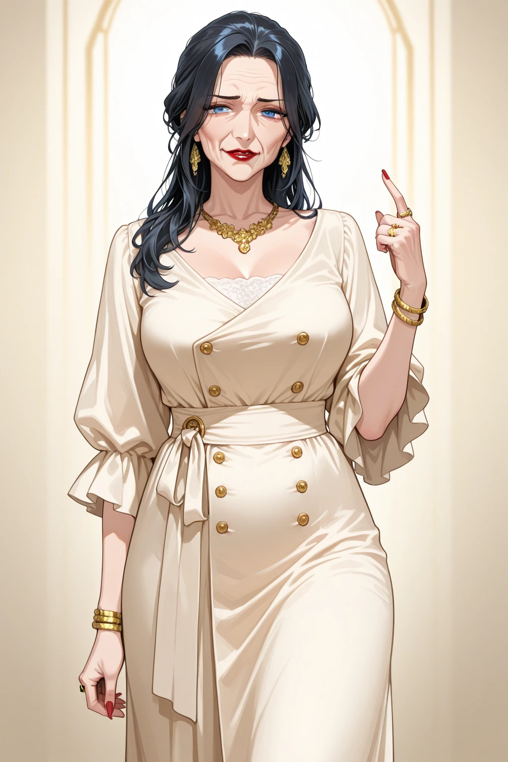  photorealism 16K realism, (Hyper-realistic proportional body, anatomically correct:1.3), ((ultra-fine digital art)), (1woman:1.3, 22-year-old), wearing glasses, thigh highs, ((intricately detailed beautiful face)), (light pale complexion), BREAK, (small round head), (best details, realistic beautiful, slim and cute face), ((best highest detailed realistic brown_eyes:1.3)), ((ultra realistic-resolution, sharp-eyes)), (tired and sleepy and satisfied:0.0), ((close up of a woman's eyes)), perfect round eyes, finely detailed pupils,BREAK,detailed lips:1.3,pink_makeup:1.22, long_blue_eyeliner:1.2, (red_lipstick:1.3), ((perfect dark_eyeshadows:1.3)), (super detailed professional makeup on eyes:1.25), (Detailed nose:1.2), (best high quality real texture skin:1.3), (Fujicolor, daytime soft lighting), (curly heban hair (slicked to the one side) Intricately detailed), BREAK, ((Classic and sexy designer dress, combination of teal, magenta and yellow colour in the dress, bright colours)), Detailed blue decoration, BREAK, (Fitted clothing), dynamic pose, (looking at the viewer), (no decorations in the hair), (dark shot:1.2), (firm normal full breasts), hint of cleavage, (vibarant and colourful),