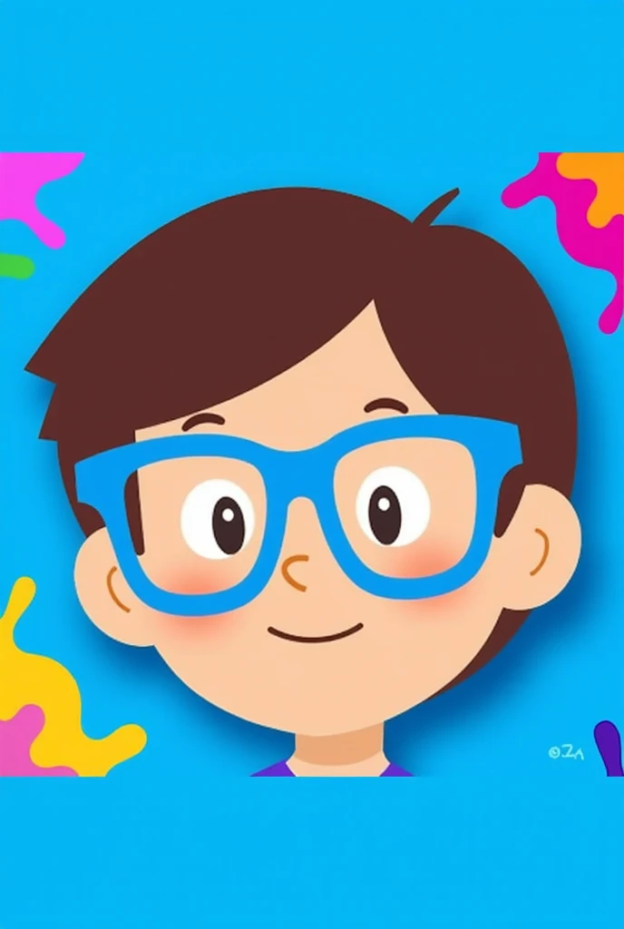guttonerdvision7, Portrait of a 3-year-old boy wearing glasses, pele detalhada, vetor, splash de tinta de fundo