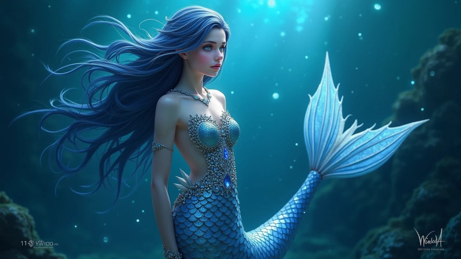 Best quality, masterpiece, ultra high res, (photo realistic:1.4), surrealism, dream-like,
1 girl, (MackenzieHyde:0.8), slip dress, fantasy art, underwater, bubble,
mermaid,