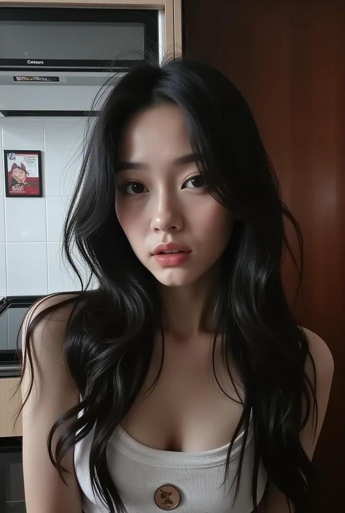 a close up of a woman con cabello largo wearing a white bra, beautiful asian girl, muchacha coreana, hermosa joven coreana, hermosa mujer surcoreana, asian girl con cabello largo, preciosa modelo china, asian girl, hermosa joven coreana, 18 years, asian features, beautiful asian woman, con cabello largo, Chinese girl, 2 4 year old female model