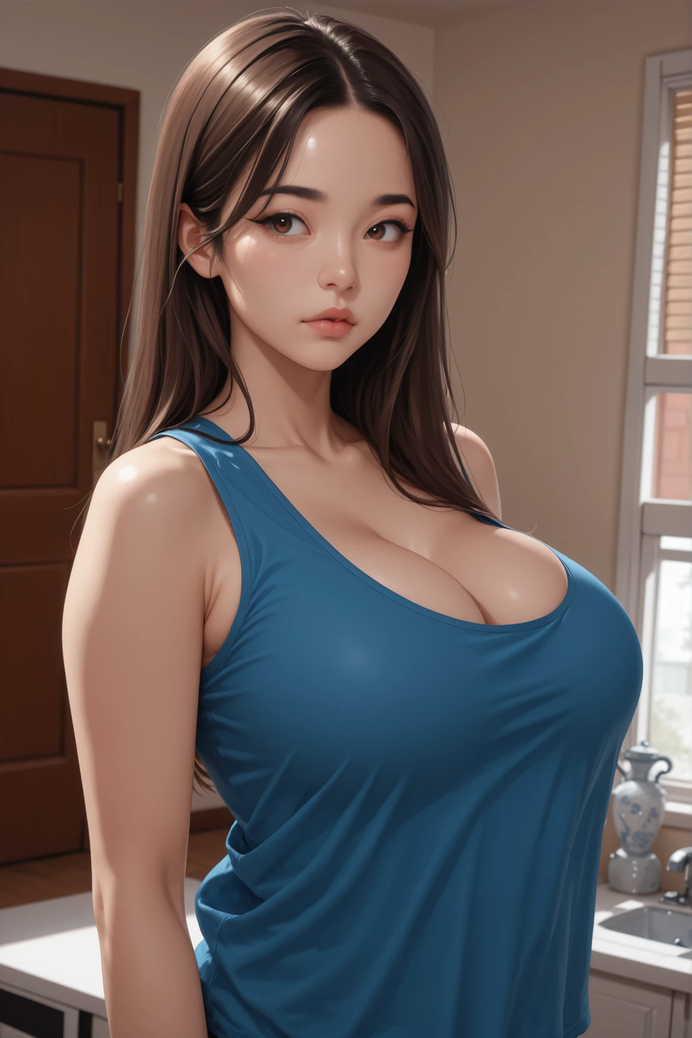 1girl, 18 years old, mix4, (8k, RAW photo, best quality, masterpiece:1.2), (realistic, photorealistic:1.37), cute, night, rain, humid, professional lighting, photon mapping, radiosity, physically based rendering, ultra resolution, (big breasts:1.2)
