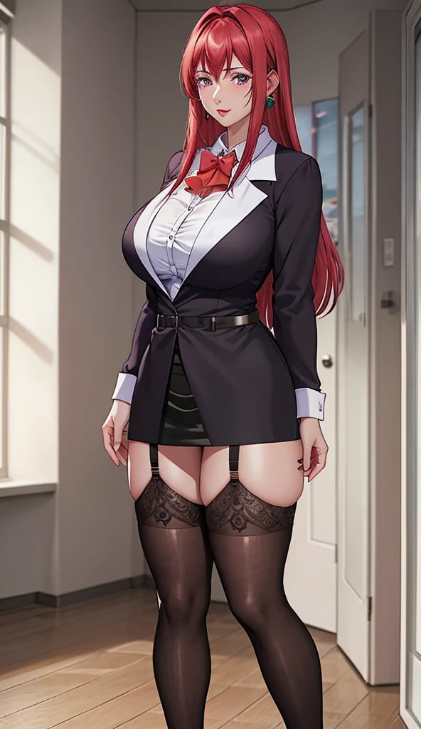 (masterpiece, 最high quality, high quality:1.4), Professional artwork, Intricate details, vision, Sharp focus, Detailed painting, masterpiece, Cinema Lighting, Topics on pixiv, (Vivid lighting, Vibrant colors, by by Nagasawa Rosetsu:1.05),
Hiroko Takashiro, (Mature Woman, Mature Woman:1.1), alone, (Curvy:1.1), Stand near the blackboard, With chalk, classroom, (Full Body Shot:1.1),
(Redhead:1.05), Long Hair, lipstick, compensate, Super detailed hair, Super detailed face, (Purple eyes:1.05), Perfect Eyes, Perfect Face, Earrings, (Confused, blush:1.2),
shirt, Jacket, (Black knee socks, garter belt:1.1), zettai ryouiki, Pencil Skirt, , High heels,
(Large Breasts:1.1), Cleavage, Big Ass, Thighs, --automatic