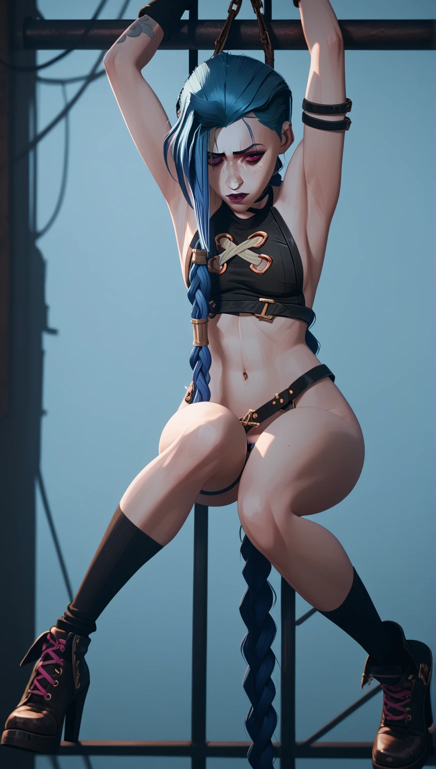 masterpiece, best quality, 1soloMILF BIMBO strong abs toned body gloves, red gloves gauntlets, slingshot, happy closed mouth red cheeks blushed, bare shoulders, closed mouth, boots, sky, black gloves, black footwear, blindfold, night sky, full moon, elbow gloves, armpits, arms up ((chain, bound, restrained:1.3)) sitting, wariza, night, starry sky, sky, cowboy shot, view from below, far shot