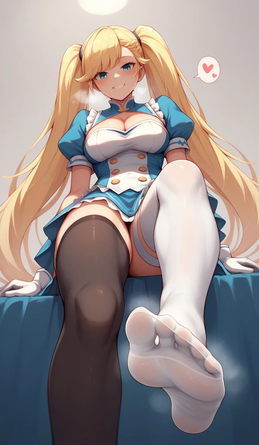 (Master piece, absurdres, best high quality image, high fantasy genre, carefully detailed textures, detailed image and background, solo character)
{{(1character: 2 blonde henchgirl: (pale skin, light-blue eyes, long straight blonde golden hair, beautiful face, beautiful voluptuous figure, beautiful legs, beautiful arms, big breasts, beautiful hips), (angry expression, agressive demeanor, fallen and defeated, moaning in pain), ((white one-piece strapless leotard, white heeled shoes, blue headband)), (military training room))}}