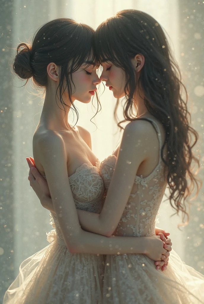 Romantic and intimate scenes, Beautifully capture authentic love traditional couple emotions with dynamic and engaging perspectives(Very high quality CG art, Better lighting and shading technology),A woman in love, Kissing passionately in the wind at night,