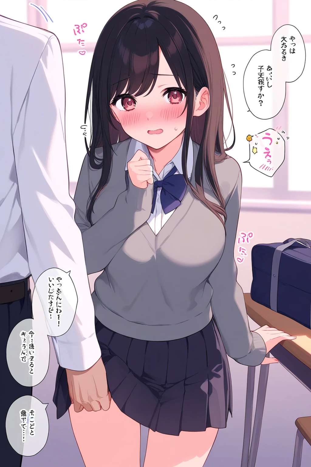 masutepiece, Best Quality,Illustration, Wallpaper, ultra -detail, Little Face Lori、(((molesting)))、Detailed eyes, Complex hairstyle、Sareme、(Frightened:1.3)、((embarrassed from))、(Teary-eyed:1.3)、(((Cute white underwear)))、(Cute shirt、Skirts of light shades)、ample breasts、((Morester))、((Girl being undressed by a man))