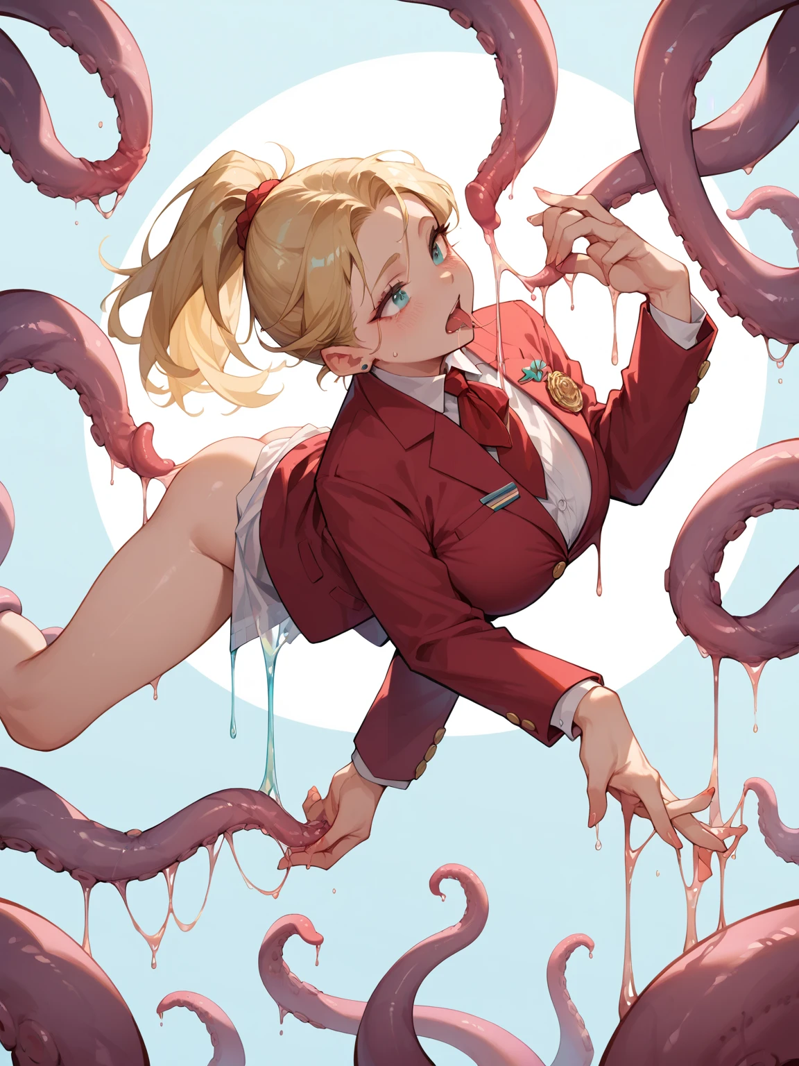 Browsing Caution,(Girl buried in tentacle hole,Wide-open legs,Wide open arms,Arms covered in tentacles,Tentacle-covered legs,Sailor warrior transforming heroine with pink lines on white cloth,Shiny ruffle skirt、Metallic Leotard Armor.,No sleeve,Waist ornaments and armor adorned with large jewels,Transformation Heroine Hair Accessories,Torn white transforming heroine thigh-high socks,A big red ribbon and a big jeweled brooch,Shining white heroine costume,Tight transforming heroine gloves:1.5),(Men and women having sex,A transforming heroine gets raped:1.5), (vagina,penis:1.5),(A girl with her limbs buried in a bed of giant tentacles,Arms and legs stretched:1.5),(tentacles surrounding the girl,His arms are covered in tentacles up to his shoulders,Her legs are covered in tentacles up to her thighs,Tentacles bind limbs,Massive bukkake,get off:1.3),belly button, (The girl is angry,Open your mouth:1.3),Sweat,Love Juice, (Petite Girls,young,thin,Very small breasts:1.5),Blonde twin tails,Perfect Face, Perfect Anatomy,(Cowboy Shot:1.5),(vaginaから溢れる:1.2)