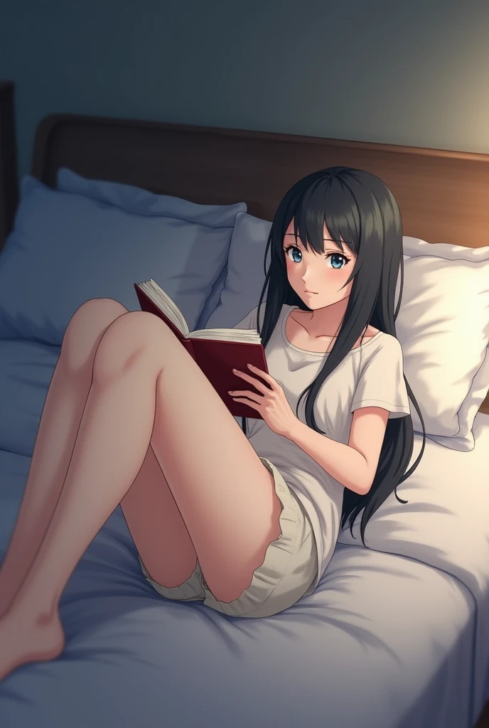 (最好's质量, 8K, 32K, tmasterpiece, hyper HD:1.有魅力's日本女人's照片), 1 girl, (超级巨大's:1.2), (short and wavy hair), Abs, perfect bodies, 超详细's脸部, 细致's嘴唇, Fine Eye, 二重まぶた, pyjamas, on top of the bed, ('s), ((kindle:1.5)), ((slip off))