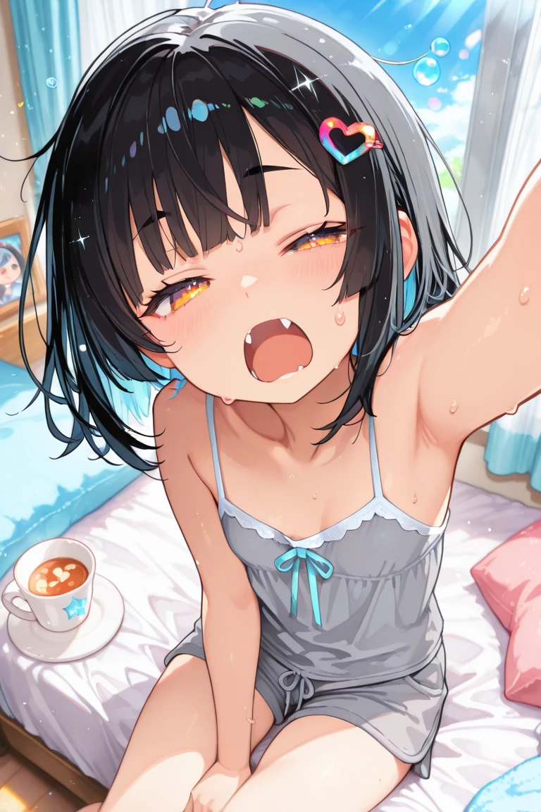 masterpiece, ultra quality, 4K, Extremely delicate and beautiful girl,Extremely delicate and beautiful, world masterpiece theater, Extremely detailed, Very detailed, best quality, High resolution, Very detailed,intricate details, hyper detailed,photorealistic materials, realistic fabric((skinny and child)),(loli:1.9),tiny, ((black short hair)),(braid hair:1.8,hair over eyes:1.5),petite_body,(flat chest:1), (sweat:1.6,heavy breathing:1.7),((topless:1.4,bottomless:1.6,perfectly naked)),details beautiful nipples,details vagina,(wariza:1.7),(spread_legs:1.5,spread pussy:1.4),(from front:2),(sex:2),(rape face:1.6,saliva trail:1.4,empty eyes:1.9),(),(cum dripping:1.99),private room, bed side, Dough, canvas, painting, realistic, realist ,real,