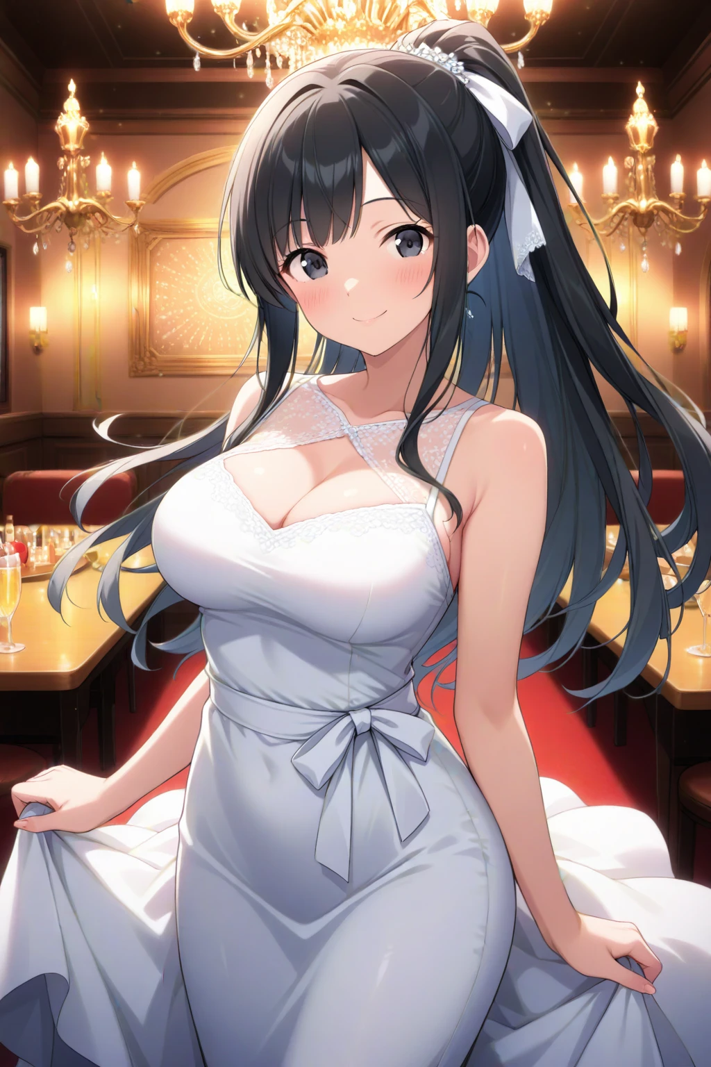 A woman with big ,Young princess,victorian style,clavicle,Lower chest,Transparent nightdress,((shaved_pussy)),no_panties,Confused,at the banquet,