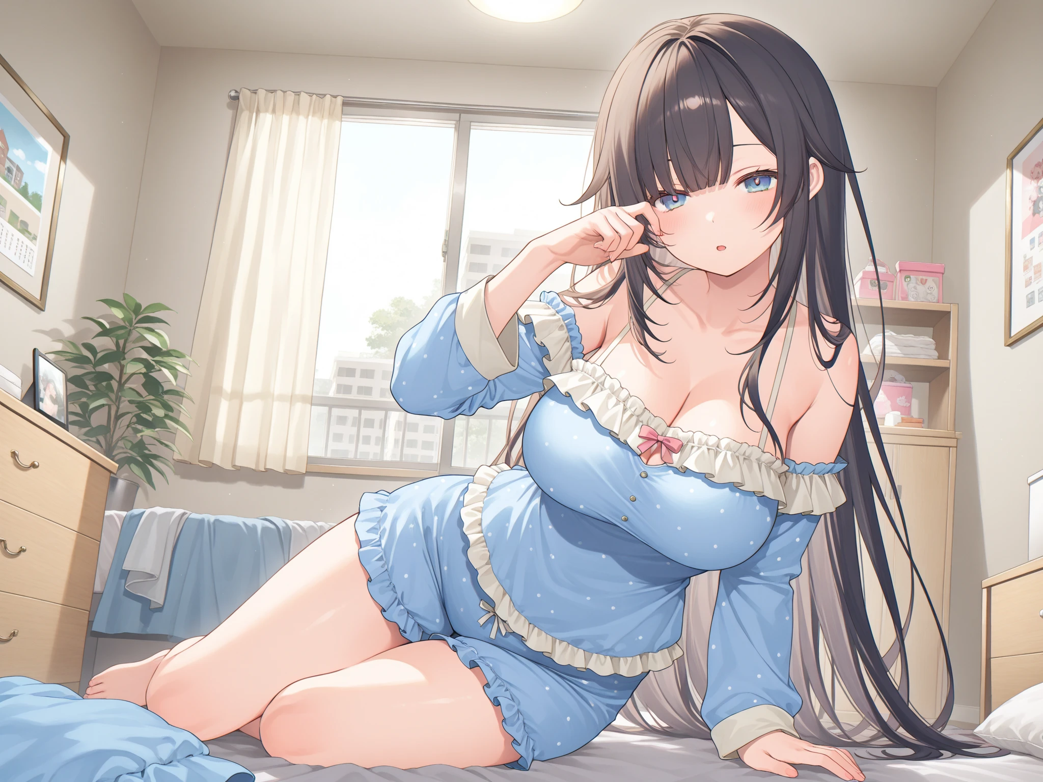 (masterpiece、highest quality、High resolution、realistic pictures、real looking skin:1.1)、
(The length of the dress is short so you can probably see her panties.、She inevitably lengthens her panties to hide them.:1.8)、
(A woman is sitting on a sofa in a hotel lobby:1.8)、
(looking at her from the front:1.8)、
(she has a grinning expression on her face:1.8)、
(Since it&#39;s a hotel, I don&#39;t violate manners such as opening my legs apart or standing on my knees.:2.0)、
(She is wearing a light blue long-sleeved turtleneck mini-knit dress.:1.8)、
(There is a gap around the chest of that dress and you can see her cleavage.:1.8)、
(I am wearing black middle boots.:1.8)、
(The panties are red and have a pattern.:1.8)、
(Bra and panties are always included:1.5)、
(brown semi-long hair:1.5)、
(small face:1.5)、
(she is 25 years old:1.5)、
(Her breasts are D cup, so you can see her cleavage through the gap between her breasts.:1.5)、
(Location: Hotel lobby sofa:1.5)、
1 Japanese girl、solo、full body esbian、beautiful eyes、shining eyes、Shining thighs、NSFW