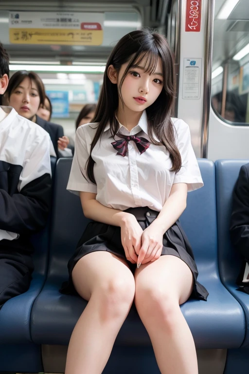 8k, RAW Portrait (Japanese women),masterpiece、Photorealistic:1.3、Realistic, Ultra-high resolution, Highest quality, Real Life Photos ,(((Showing panties:1.4)))、((Visible panties:1.4))、((A girl sitting on a chair on a Yamanote Line train and looking at her smartphone))、
((((1 girl:1.5)))), (((電車内でskirtをたくし上げてShowing off panties女子高生:1.4)))、(Cute Face:1.3)、日本の1 girl,((Japanese schoolgirl))、((1 real high school girl))、((((Japanese High School Uniform:1.6))))、 Black Hair,(Written boundary depth:1.3)、 ((Dark brown eyes:1.2))、(Realistic skin texture:1.3)、(Immersive atmosphere:0.8、Chiaroscuro:1.2) 、(Viewer:1.3)、((Expressionless:1.3))、((Red cheeks:1.1))、((She's wearing tiny silk panties))、((Showing off panties:1.4))、((skirtをまくる女性))、((Highlight the panties))、The cutest girl in the world、((Spread your legs out to the side:1.4))、プリーツskirt、skirt、skirtリフト、skirtをたくし上げて、チェック柄のskirt
