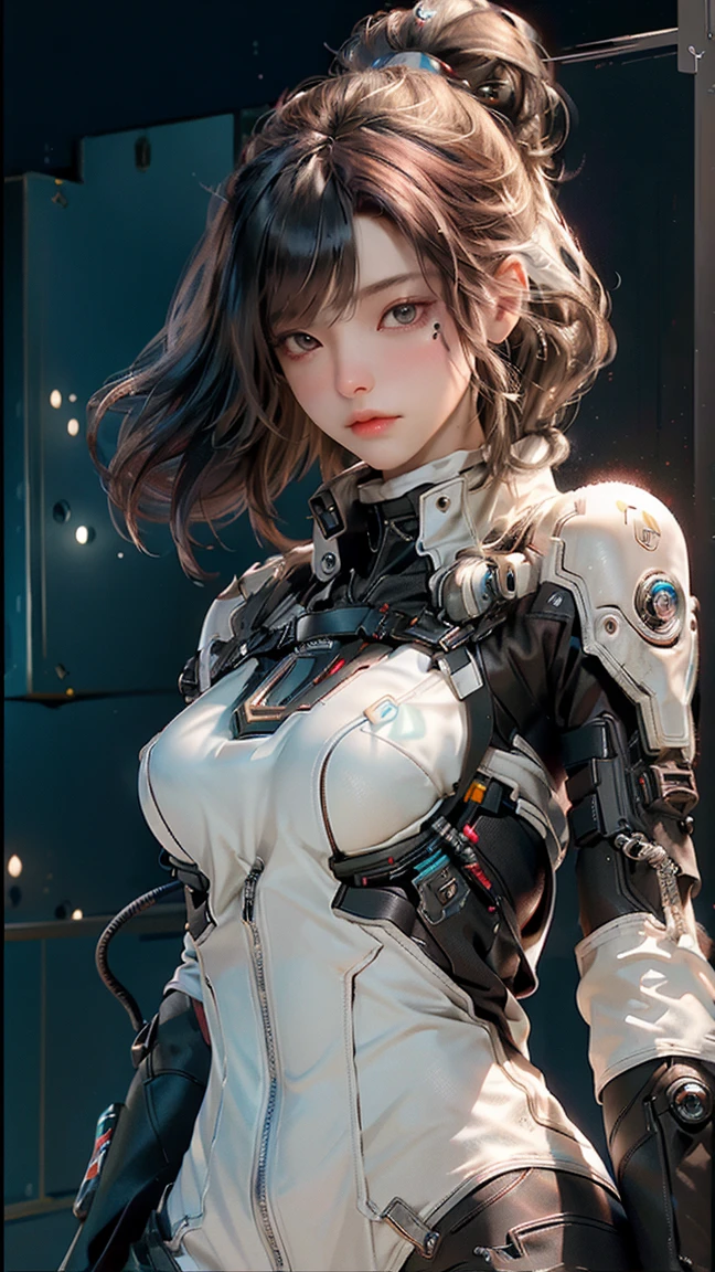 (Best Quality), (Masterpiece), (Detail: 1.4), 3D, A Beautiful Cyberpunk Woman, HDR (High Dynamic Range), Ray Tracing, NVIDIA RTX, Super-Resolution, Unreal 5, Subsurface Scattering, PBR Textures, Smile, Looking Down, Seated, Post-Processing, Anisotropy Filtering, Depth of Field, Maximum Sharpness and Sharpness, Multi-layer Textures, Albedo and Highlight Maps, Surface Shading, Accurate simulation of light-material interactions, perfect proportions, Octane Render, two-color light, large aperture, low ISO, white balance, rule of thirds, 8K RAW,