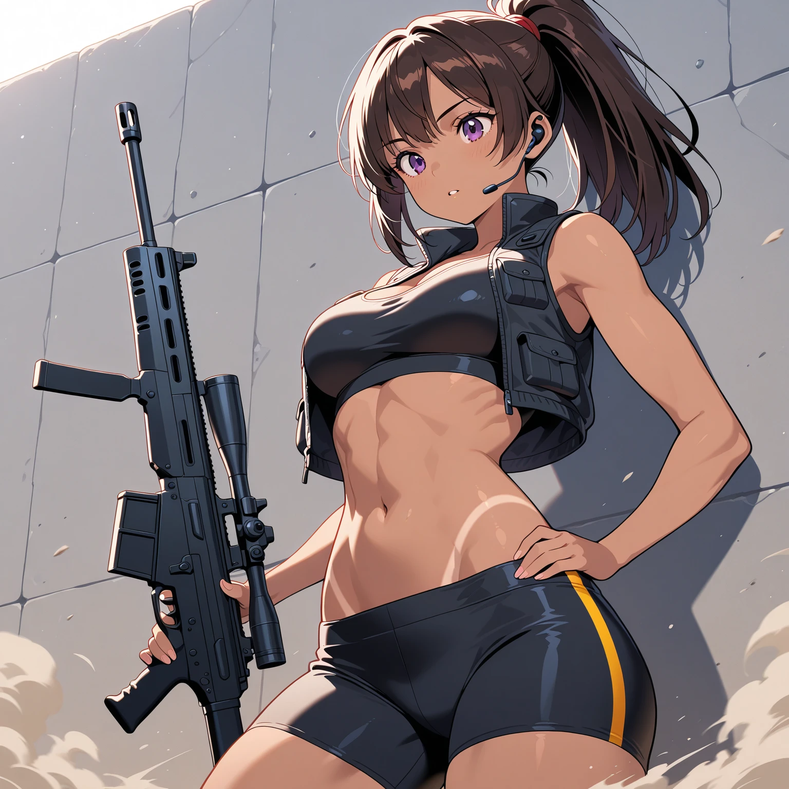 Soldier, bikini, guns