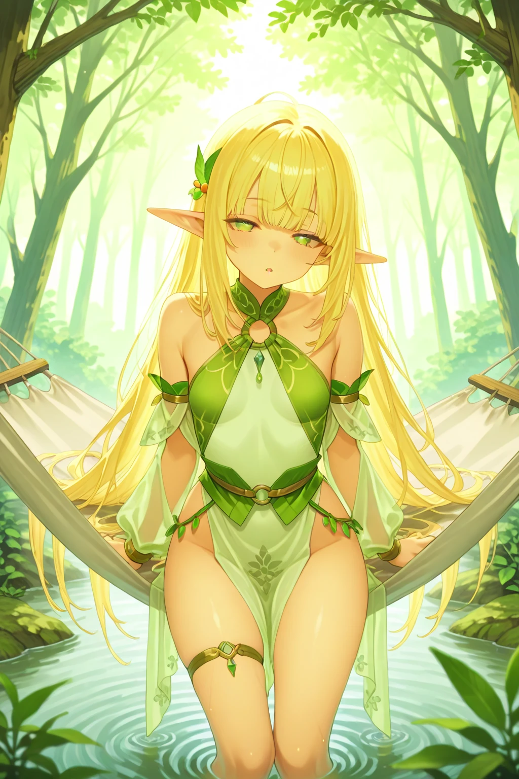 masterpiece, Highest quality, (Very detailed CG Unity 8k 壁紙), (Highest quality), (Best illustrations), (Best Shadow), forest theme with Natural elements. Tall tree々, Quiet Stream, Shineing little mushrooms, surrounded by delicate leaf and branch, with fire Fly and Shineing Particle Effects,, (Natural elements), (Jungle theme), (leaf), (branch), ( fire Fly), butterfly, (delicate leaf), (Shine), (Particle Effects). , Isometric 3D, Octane Rendering, Ray Tracing, Very detailed((Toddler girl)) ((5 years old))((naked)) ((nsfw))Long Hair((See-through clothing)) ((She lifts up her transparent skirt to reveal her crotch))((She opens her transparent chest to reveal her breasts.))((No panties)) Leg spread