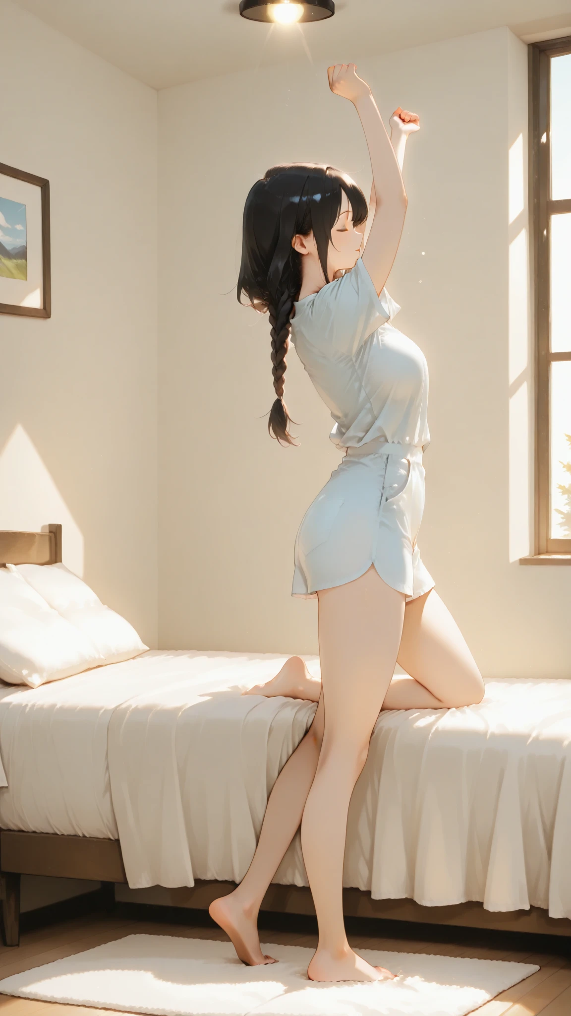 Close ~ eyes。gasp。writhe in agony。