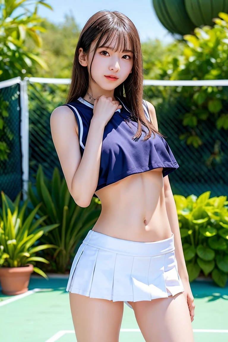 Kasumi, brown eyes, (best quality, ultra-detailed), (realistic:1.37), beautiful and detailed face, ultra-realistic texture, delicate face, delicate body, red lipstick, bright colors. High definition, 8K, well defined legs, strong legs