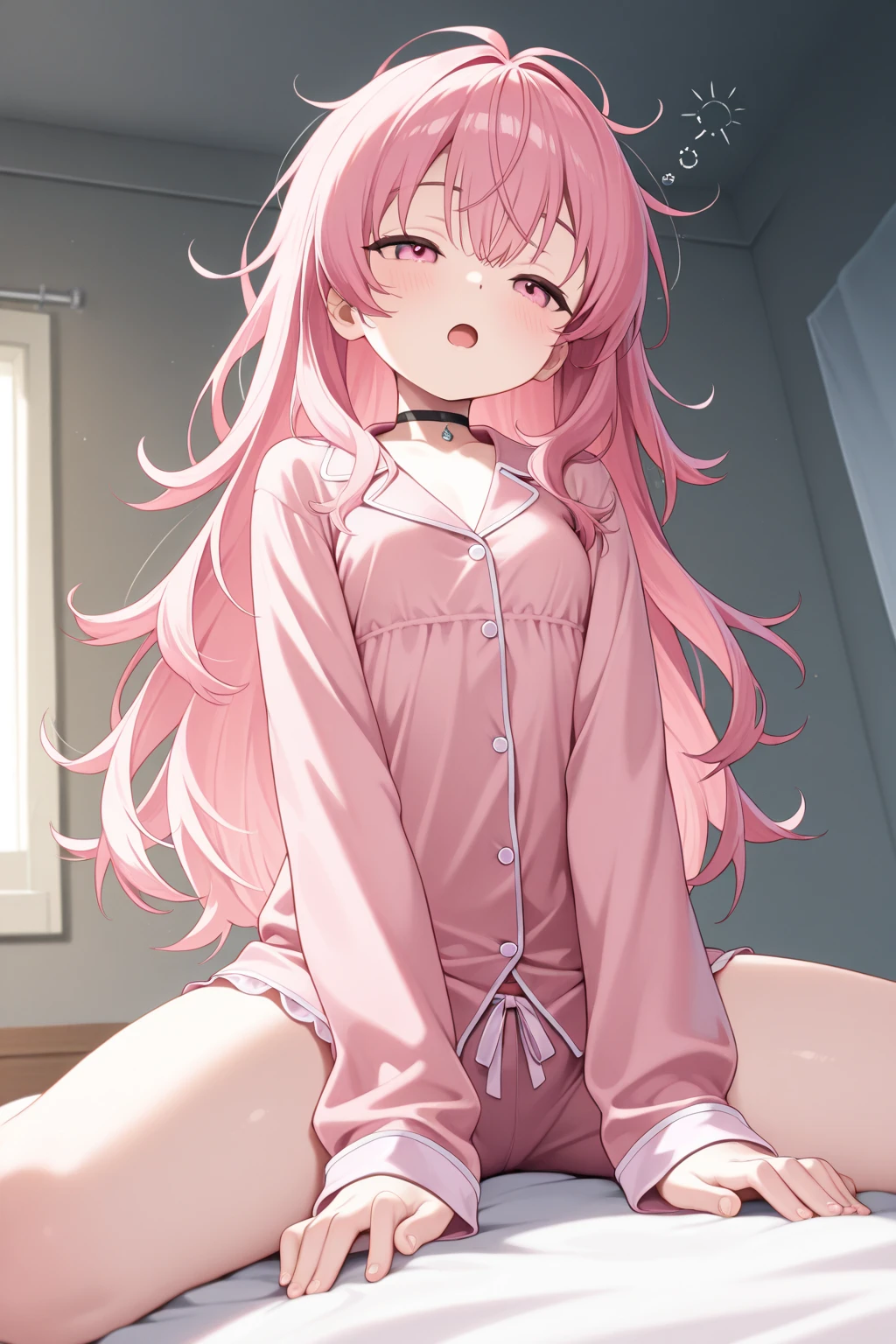 Girls with pink hair, long double-tailed hairstyle, ((small pink bushy eyebrows)), dressed in lolita clothes, marked vagina, lolicon (Zankuro) drawing style by zankuro artist, ザンクロー style, image uploaded to R34, change of clothes in a room, semi naked with underwear in her hands looking away, without looking at the camera, flirtatious smile, lying on a armchair with her legs open, posing lying on a sofa stool, another person recording her with a camera, flirtatious smile, sitting on a penis, lying on her side, looking with her ass at the camera,