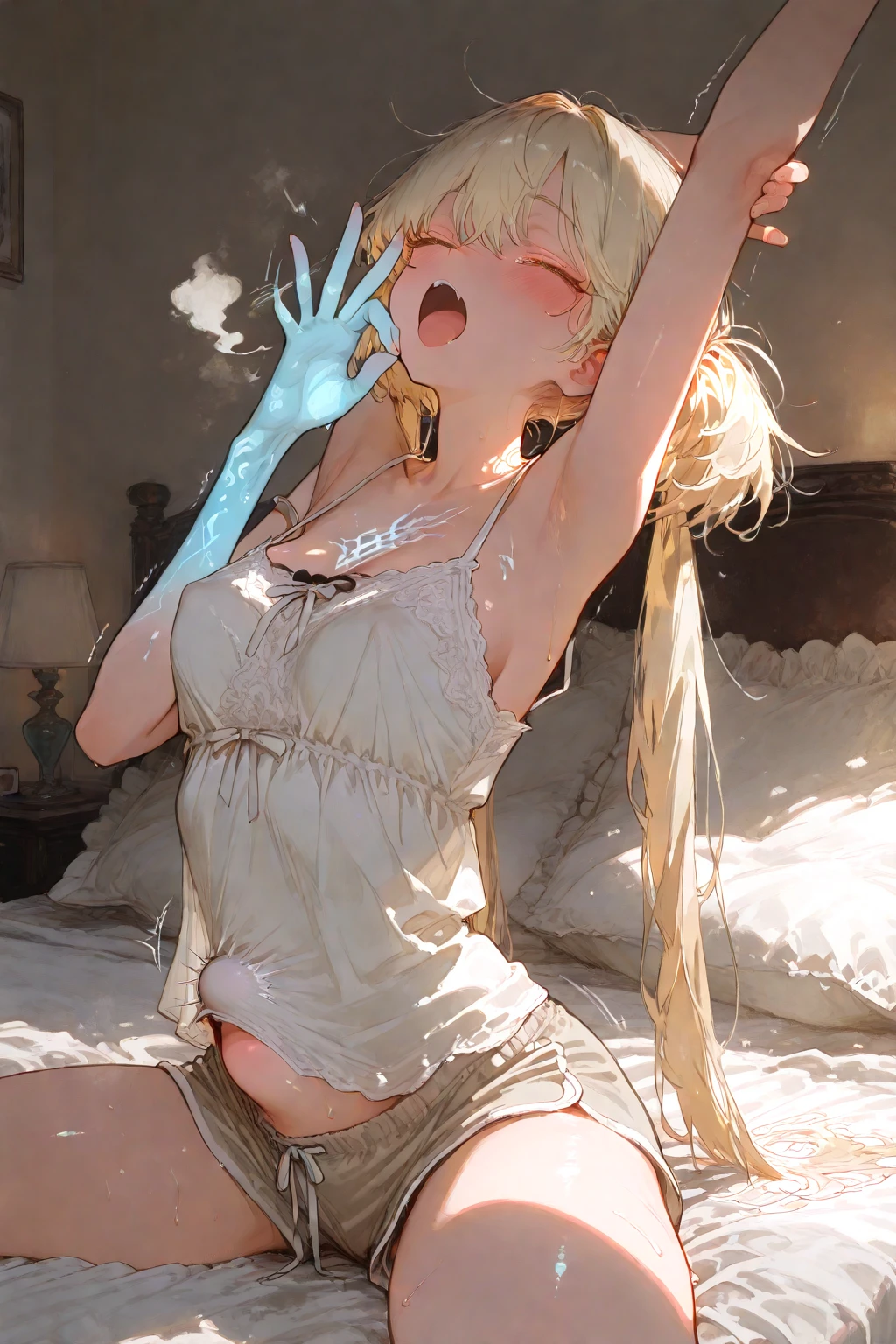 (((megami magazine))),(masterpiece)), ((top-quality)), (The ultra-detailliert), ((kawaii)), cute little, (Wonderful), ((ighly detailed)), 4K、 (8K), top-quality, (Beautiful fece),(((World-class quality))), ighly detailed, hight resolution,(((独奏))),((((Golden hair)))).((((Shiny blonde hair)))),(((short bangs))),(((put out one's forehead))),(((Hair fluttering in the wind)))、(((Low twintail))),(((White and beautiful skin))),(((Detailed and beautiful blue eyes))),(((normal breast))),(((Detailed depiction of the thigh))),、(((Drink the contents of the condom with your mouth))),(((((Detailed depiction of scattered used condoms))))).(((Detailed crotch depiction)))、(((Open your crotch)))、(((A slight smil)))、(((red blush)))、(((Beautiful body lines))).((Crab crotch)).((Breasts out)).(((Show breasts)))、((Look up and open your mouth))、((((((Composition seen from the side)))))).(((((Composition seen from the feet))))).(Official)、((((小柄))))、(((Blue eyes))),(((Detailed eye depiction))),(((beautidful eyes)))、(((Opening legs))),(((Dark hotel room))),((On the red bed)),(((Breast milk out of the)))、((open one's legs)),(((barechested))),(((((Turn your crotch to the screen)))))、(((drooping))),(((Detailed white liquid depiction)))、(((Detailed foot depiction))),(((Detailed depiction of the soles of the feet)))、(((Emphasis on the crotch)))、(((Accurate depiction of the foot)))、(((Be undress)))、(((Composition that straddles viewpoints))),(((flexed lateral position))),(((Flexion lateral recumbent position)))